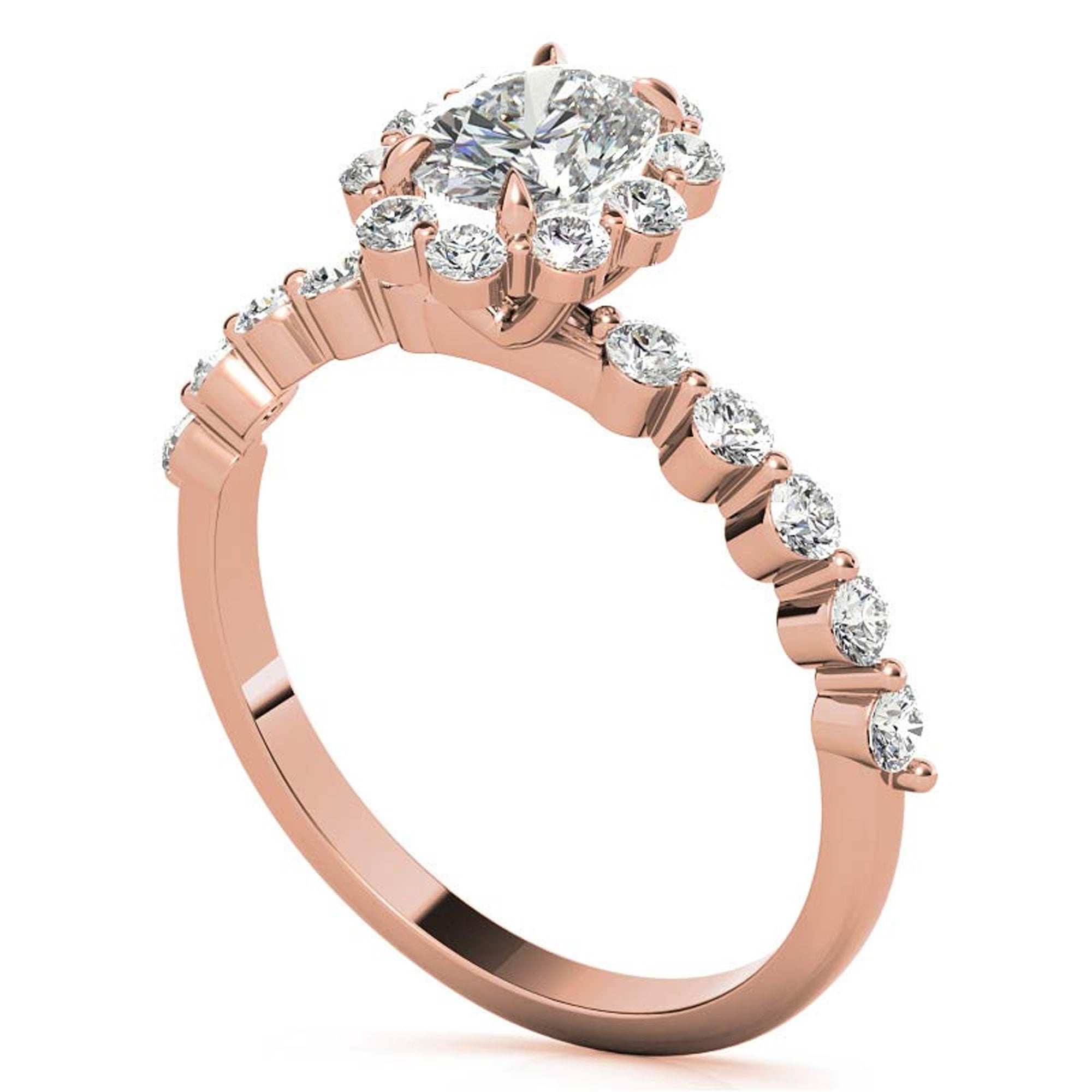 Rose Gold Oval Halo Ring