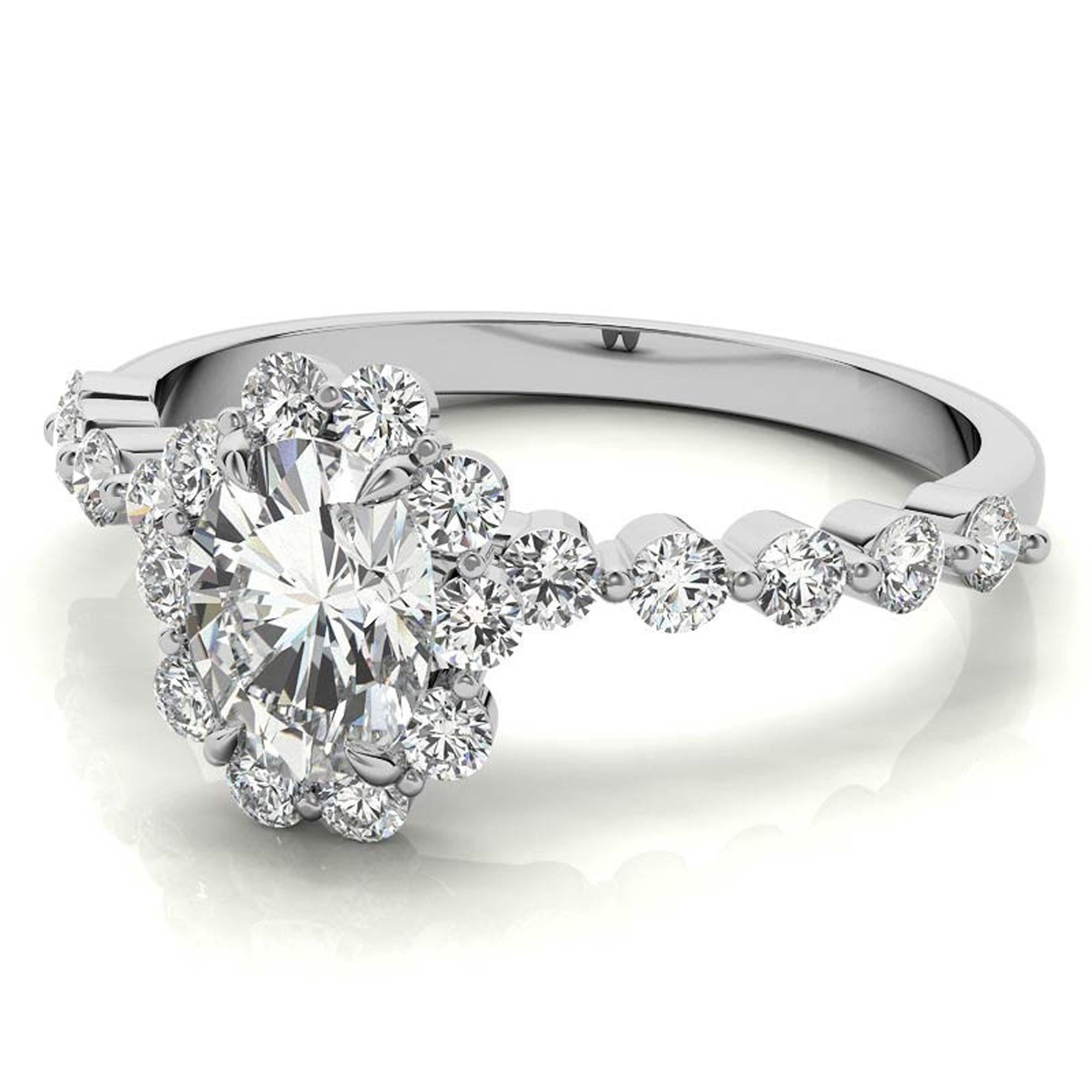 Sterling Silver Oval Halo Ring