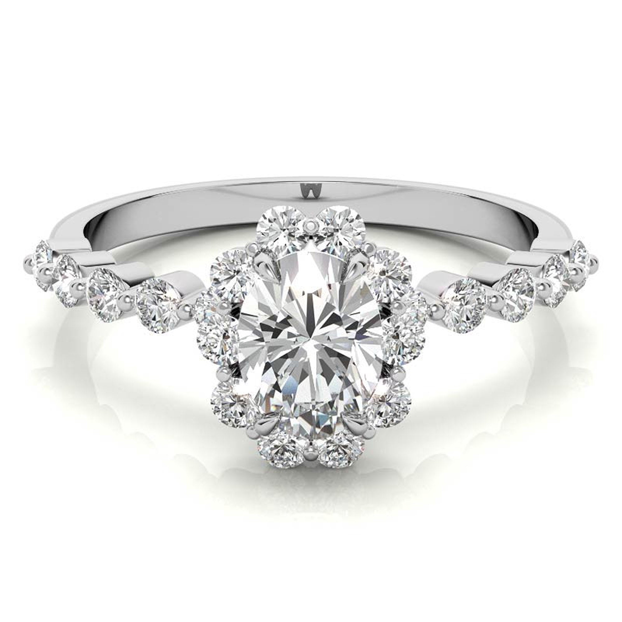 Sterling Silver Oval Halo Ring