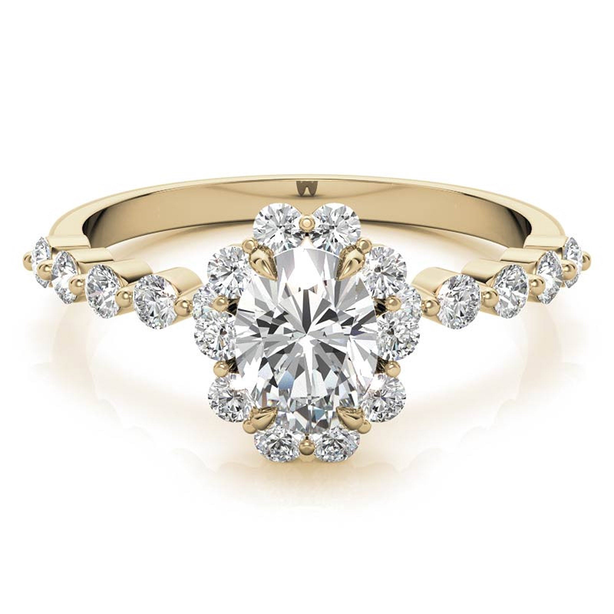 Gold Plated Oval Halo Ring