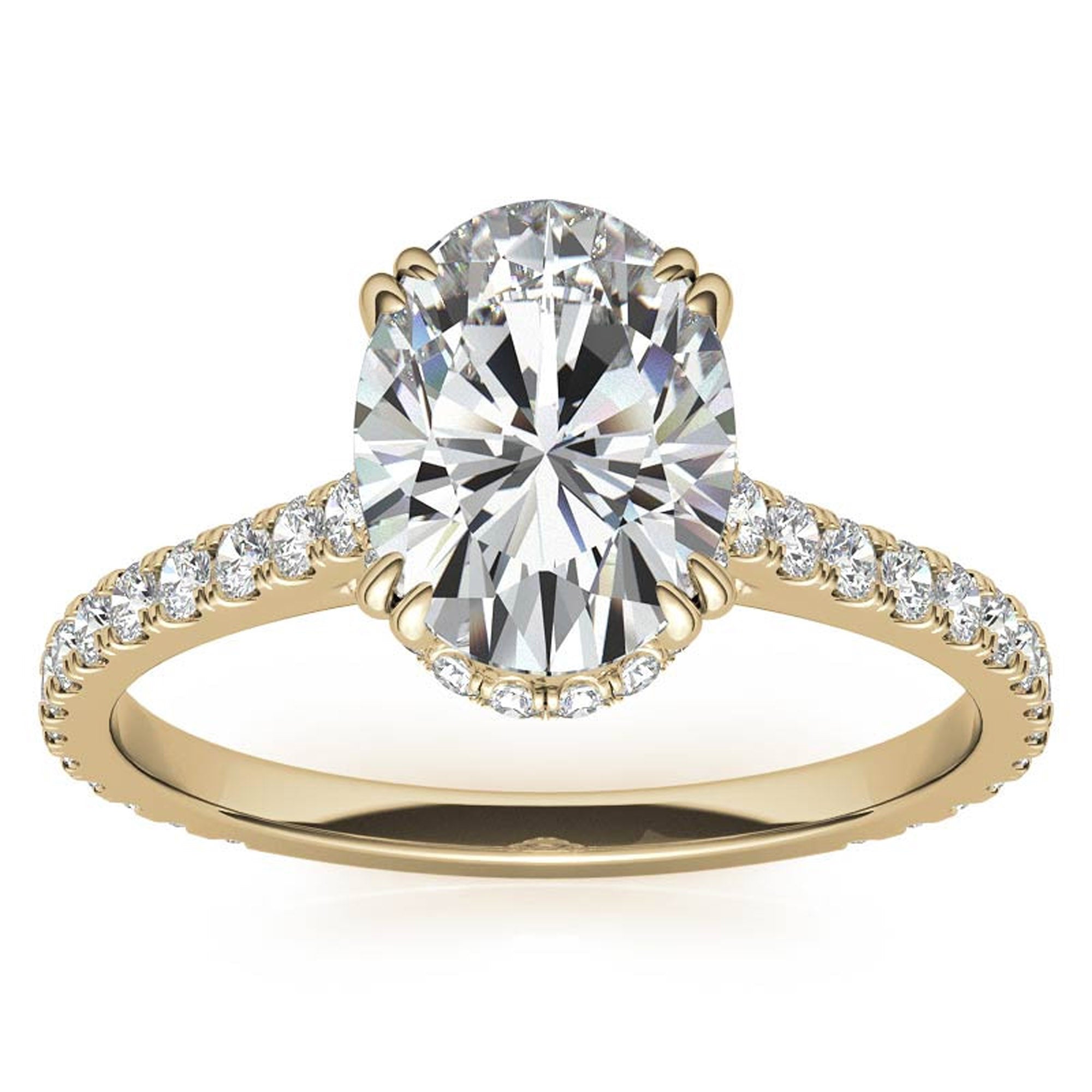 Stunning Adjustable Large Oval-Cut Ring in Yellow Gold Plating - Sterling Silver Jewelry for Women