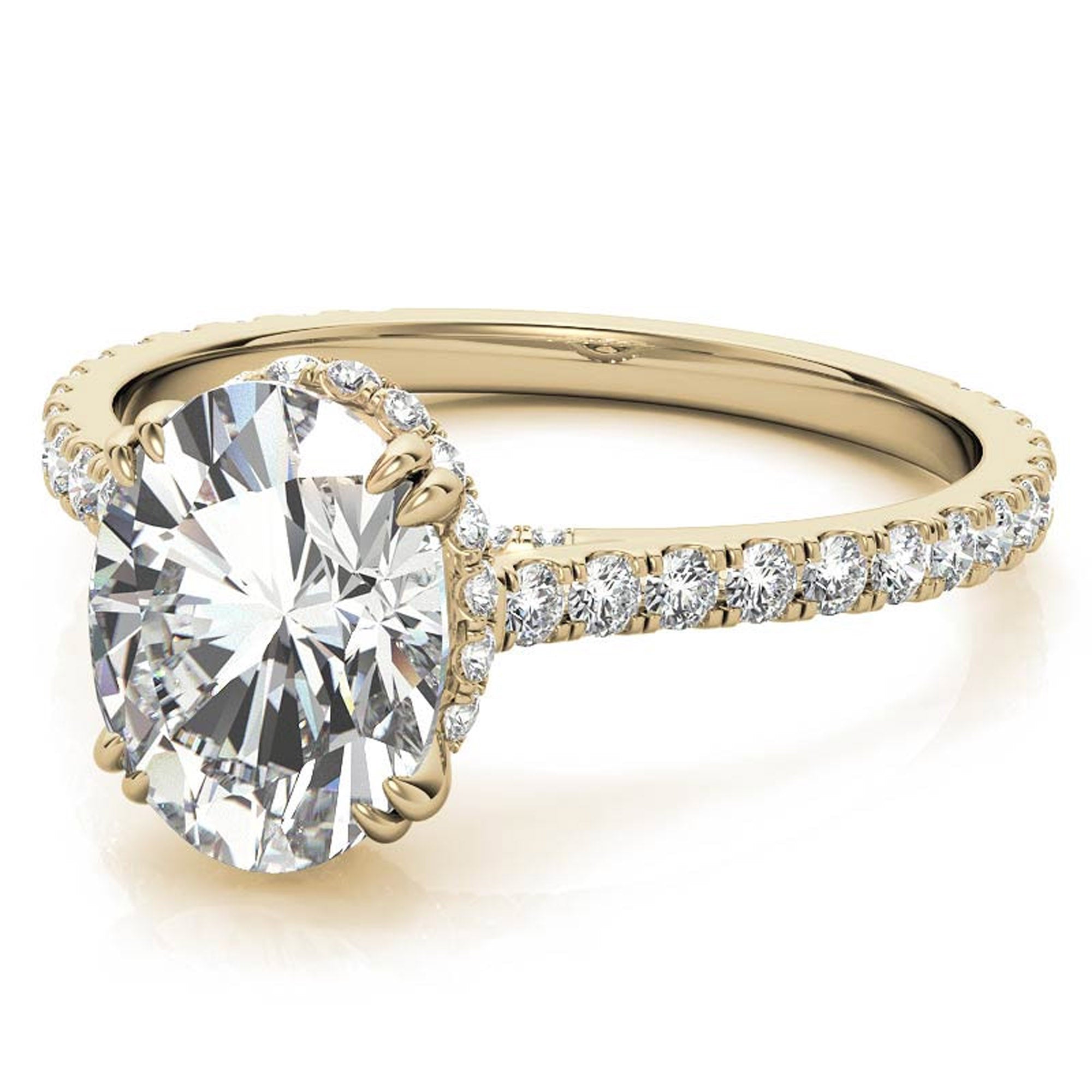 Stunning Adjustable Large Oval-Cut Ring in Yellow Gold Plating - Sterling Silver Jewelry for Women