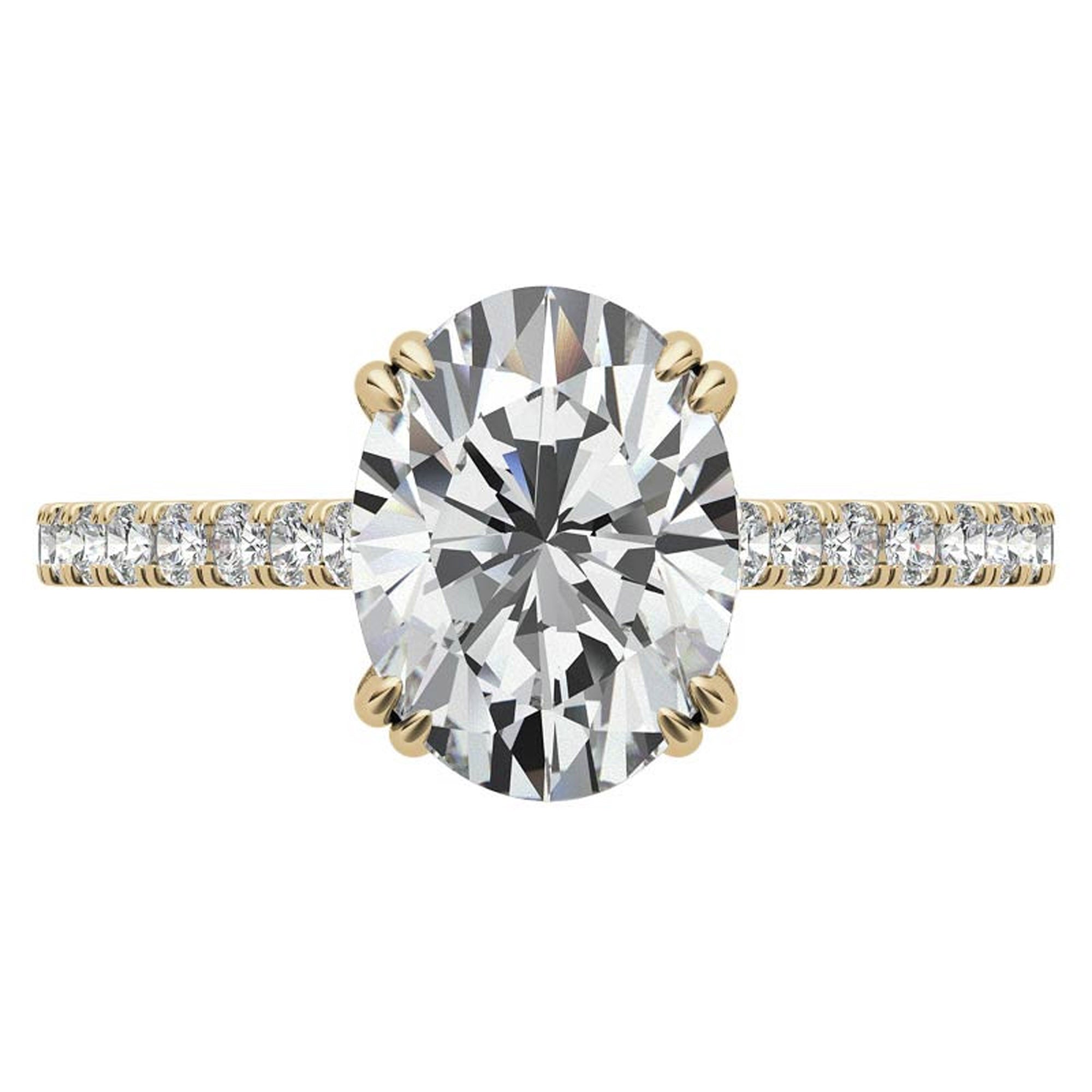 Stunning Adjustable Large Oval-Cut Ring in Yellow Gold Plating - Sterling Silver Jewelry for Women