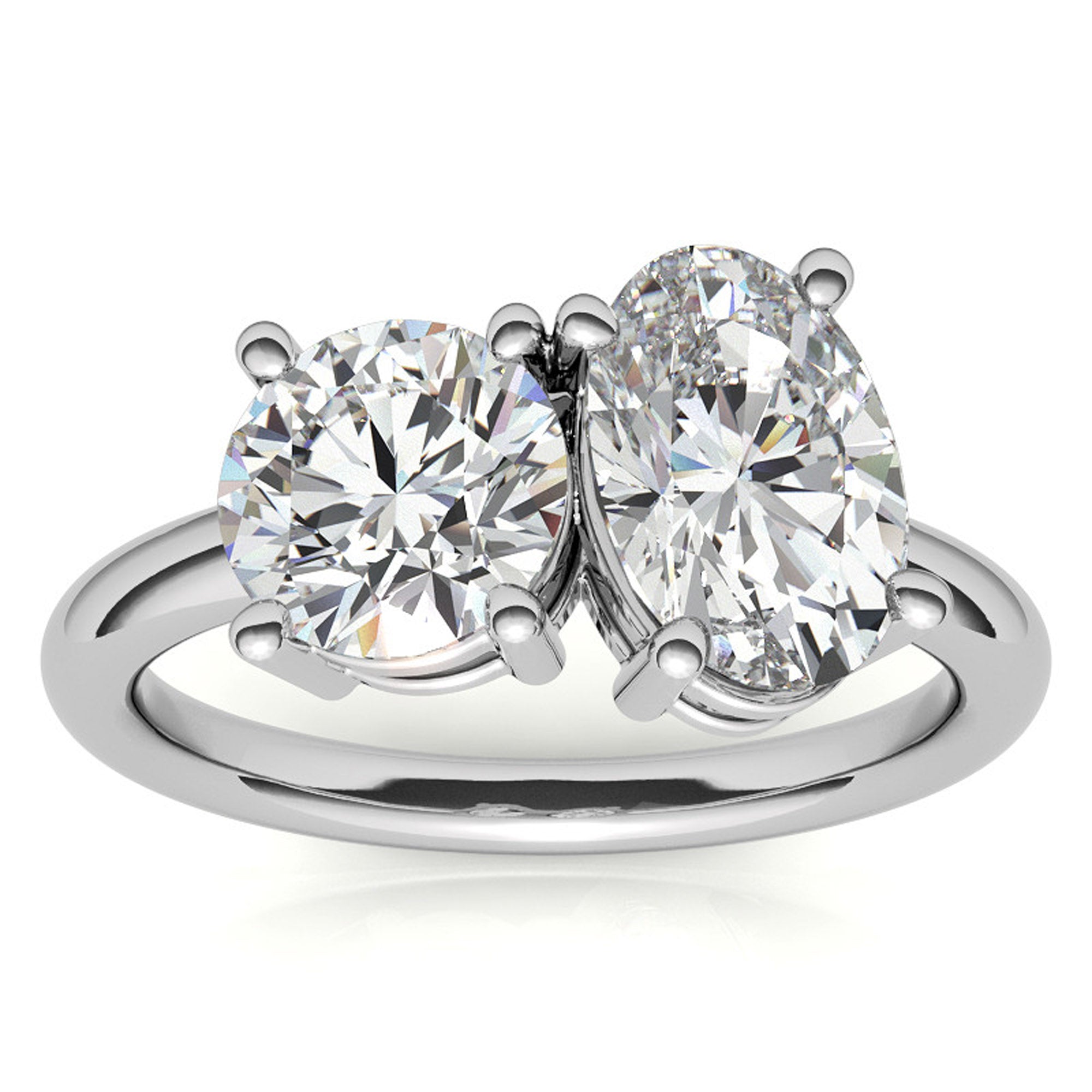 Oval and Round Cut Double Stone Ring