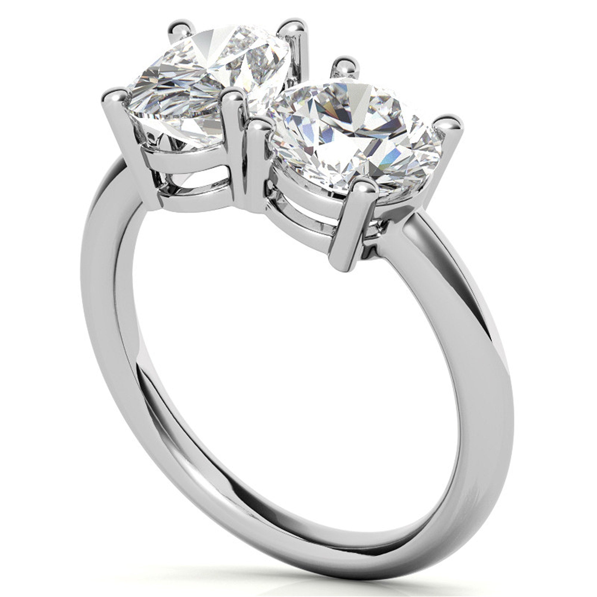 Oval and Round Cut Double Stone Ring