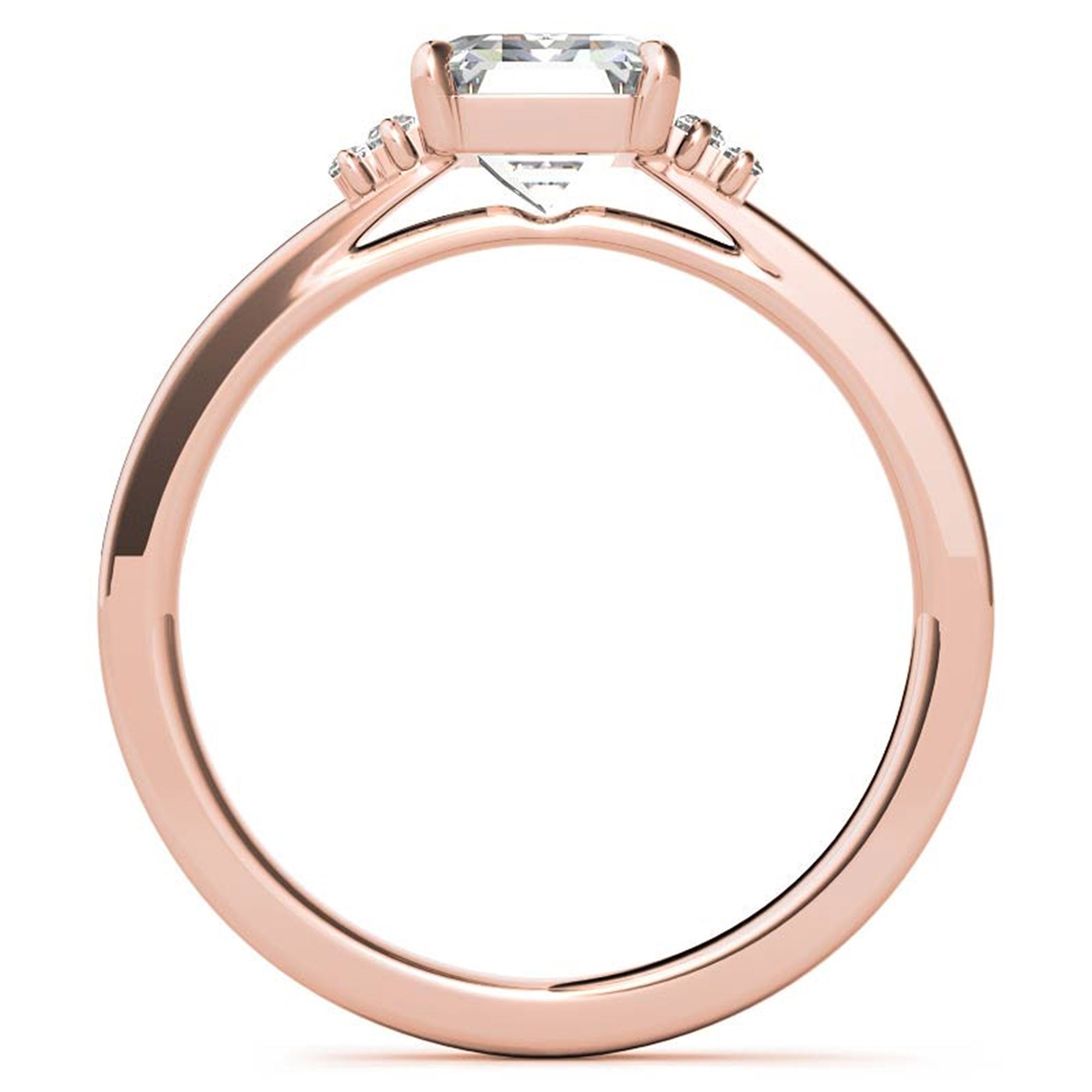 Sterling Silver Emerald-Cut Center Stone With Baguette Adjustable Engagement Rose Gold Ring For Woman