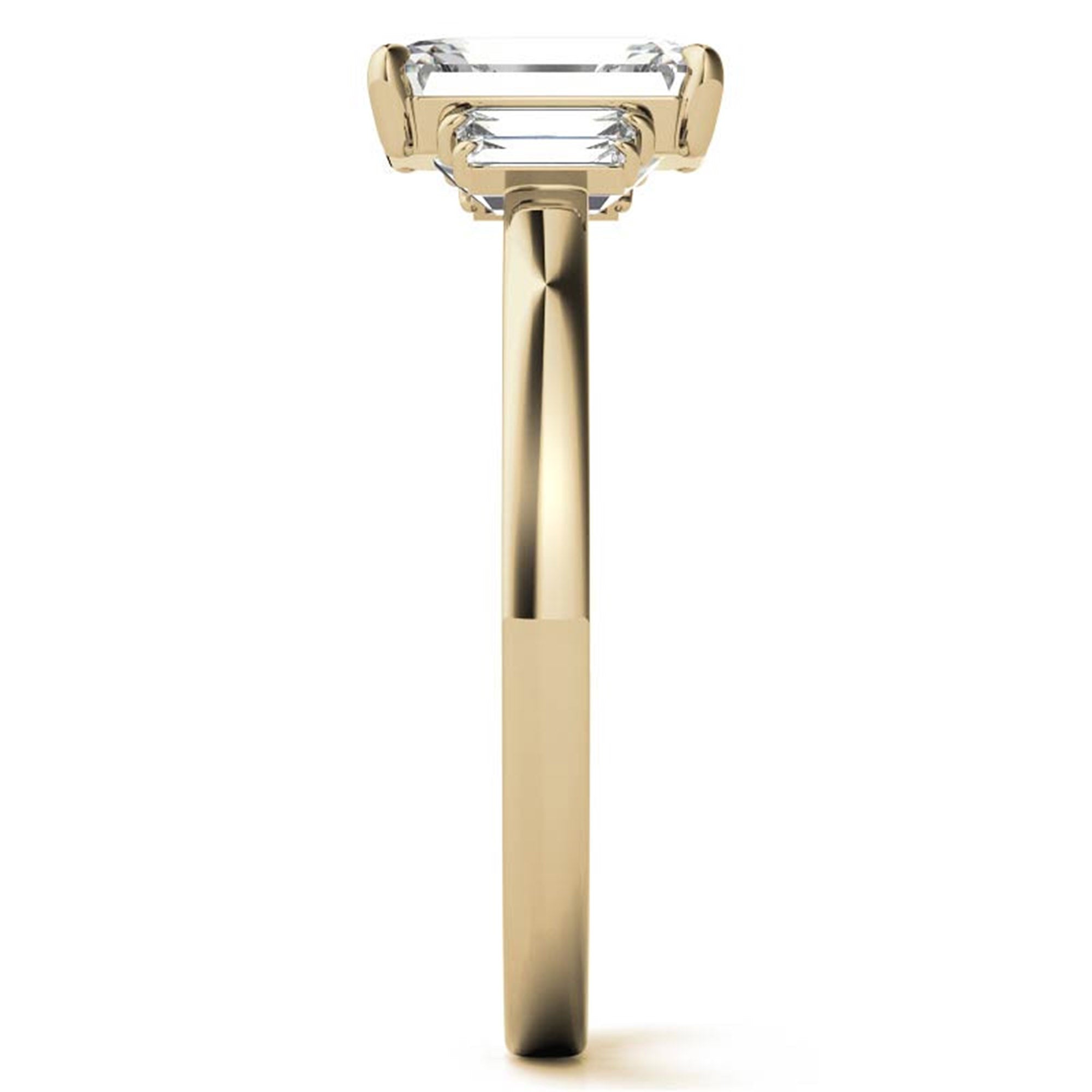 Sterling Silver Emerald-Cut Center Stone With Baguette Adjustable  Engagement Yellow Gold Ring For Woman