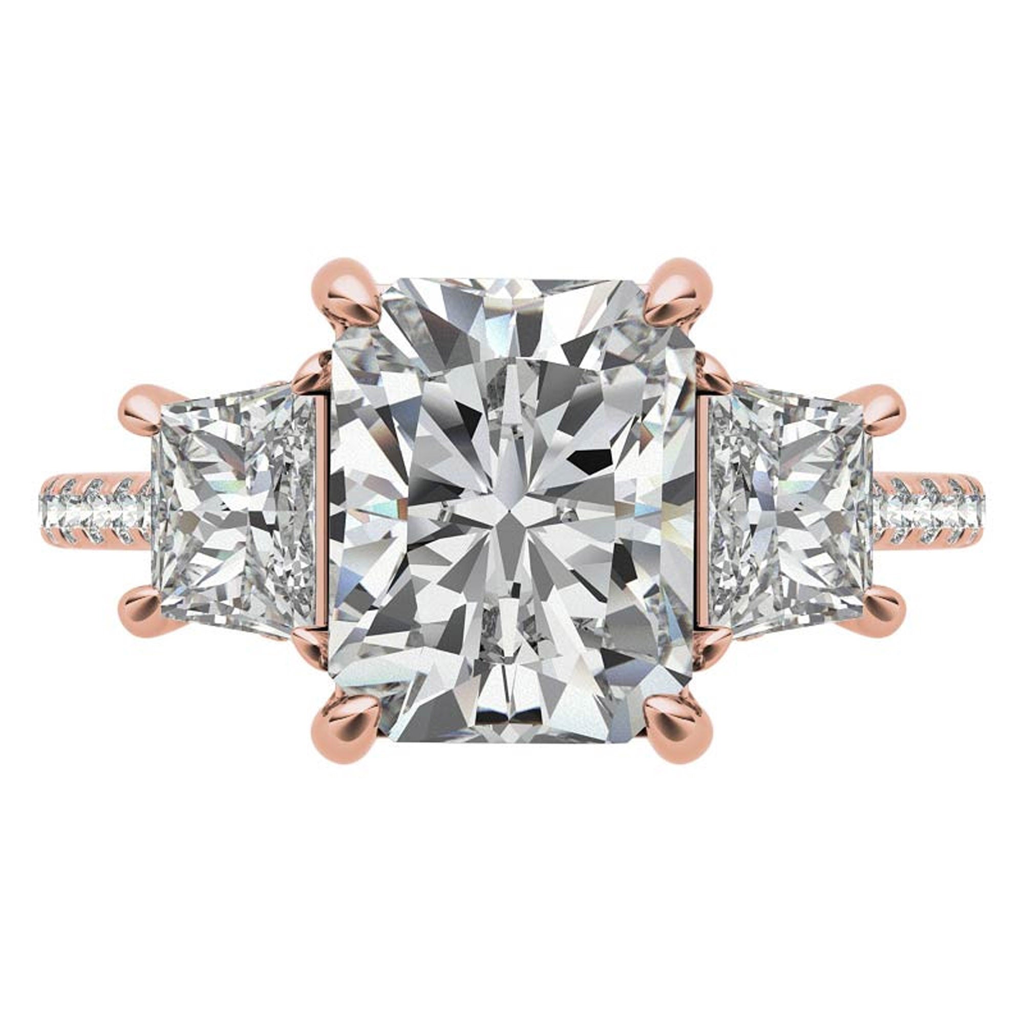 Sterling Silver Three-Stone Setting Adjustable Classic Rose Gold Engagement Ring For Women