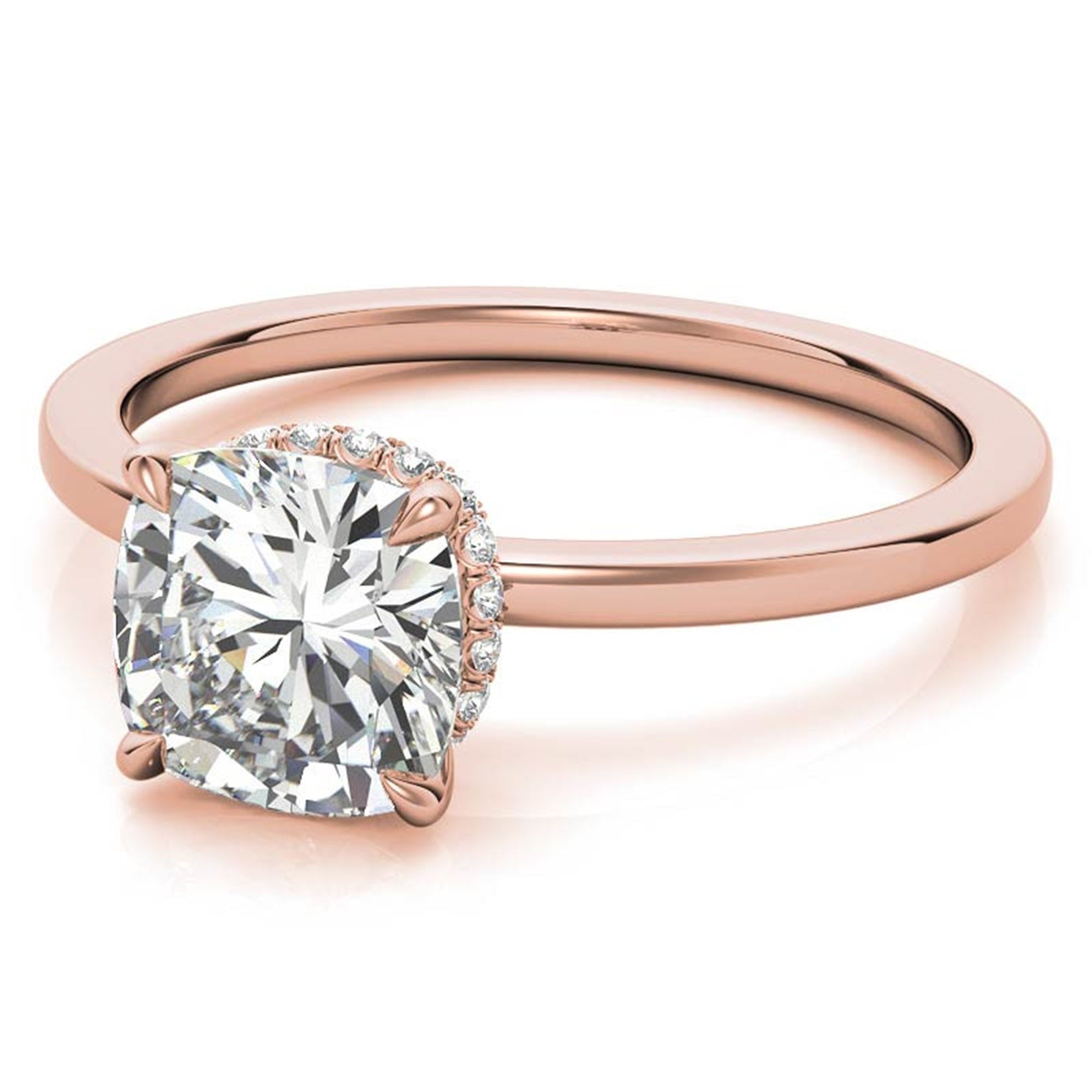 Cushion Cut Rose Gold Adjustable Sterling Silver Chic Diamond Engagement Ring For Women