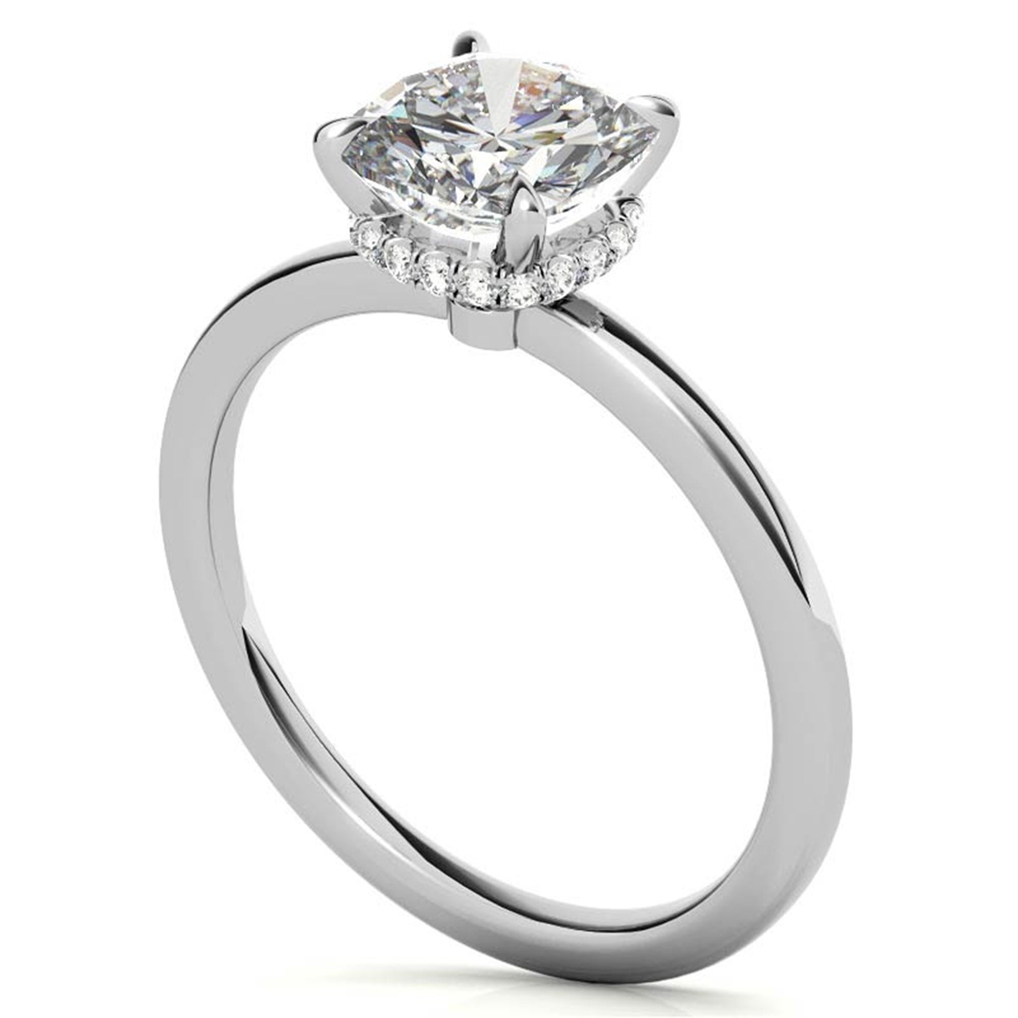 Cushion Cut White Gold Adjustable Sterling Silver Chic Diamond Engagement Ring For Women