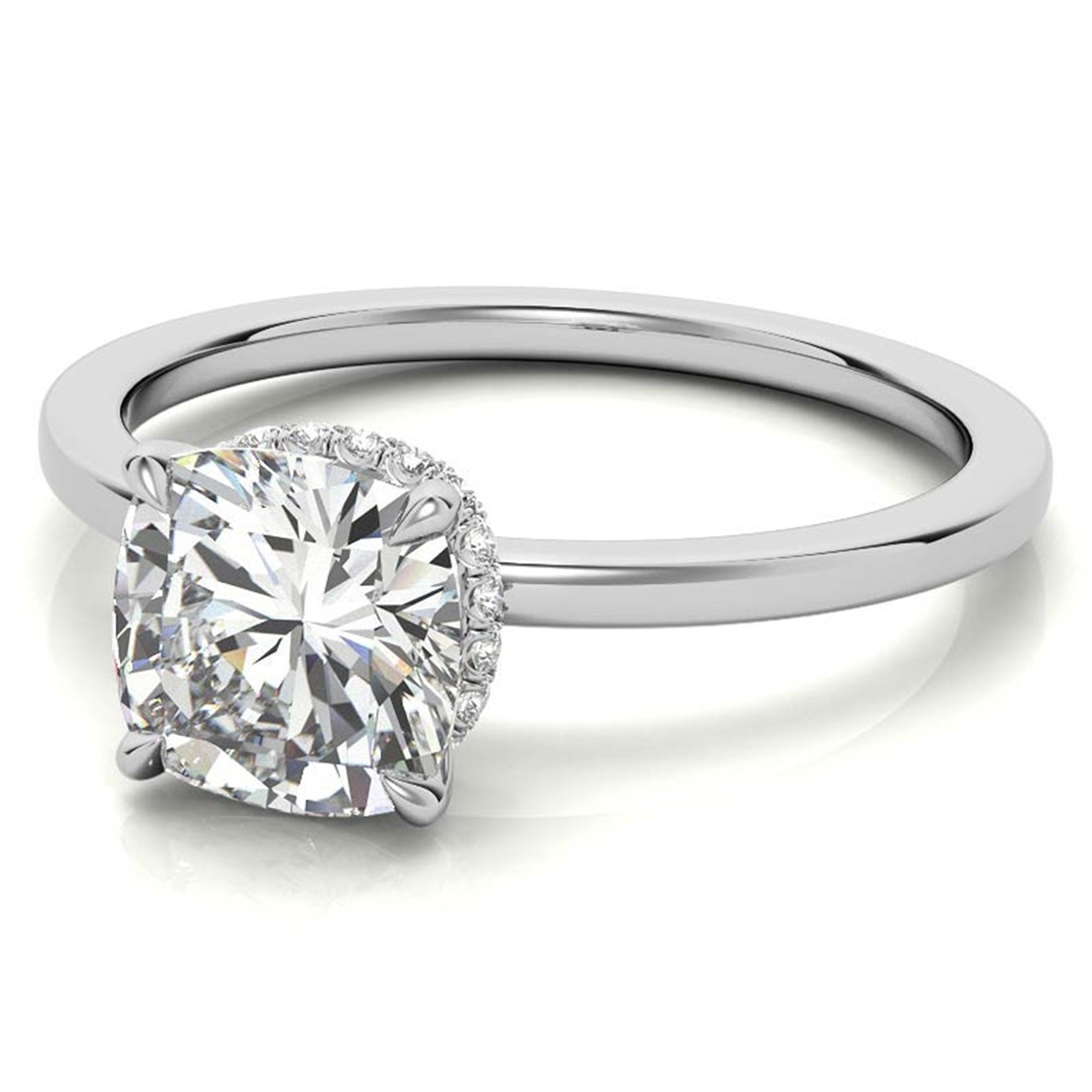 Cushion Cut White Gold Adjustable Sterling Silver Chic Diamond Engagement Ring For Women