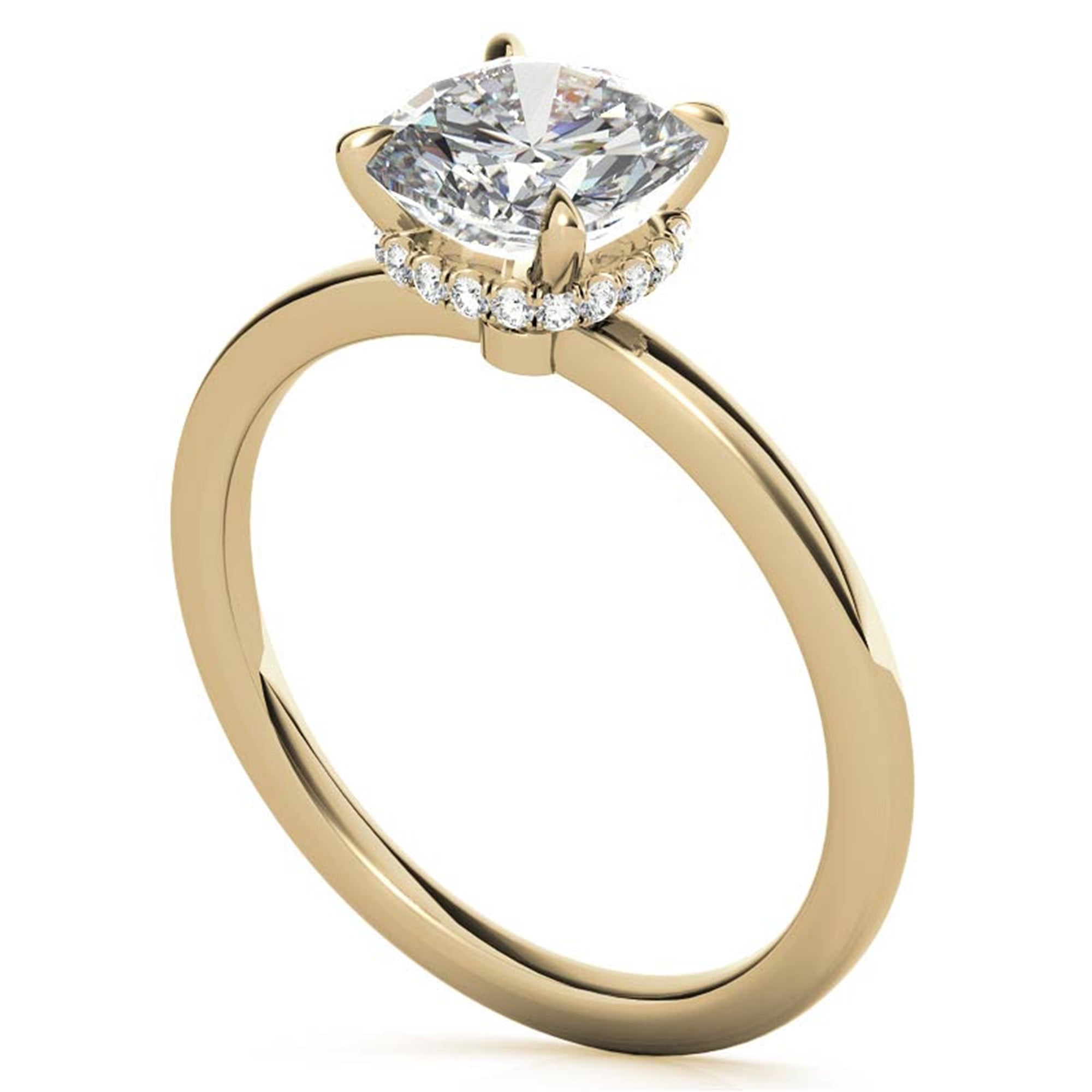 Cushion Cut Yellow Gold Adjustable Sterling Silver Chic Diamond Engagement Ring For Women