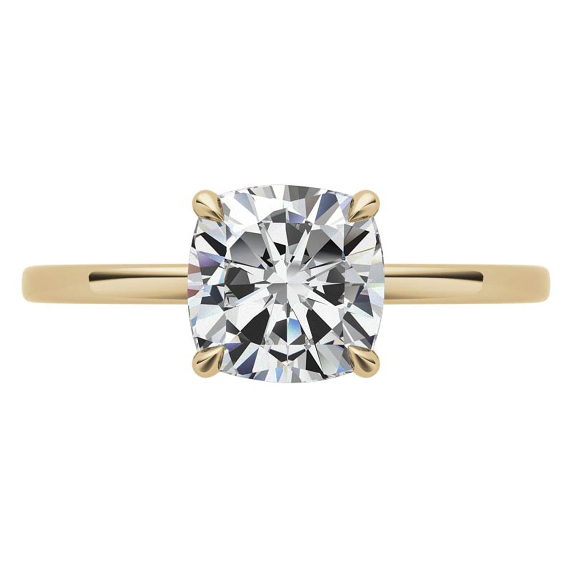 Cushion Cut Yellow Gold Adjustable Sterling Silver Chic Diamond Engagement Ring For Women