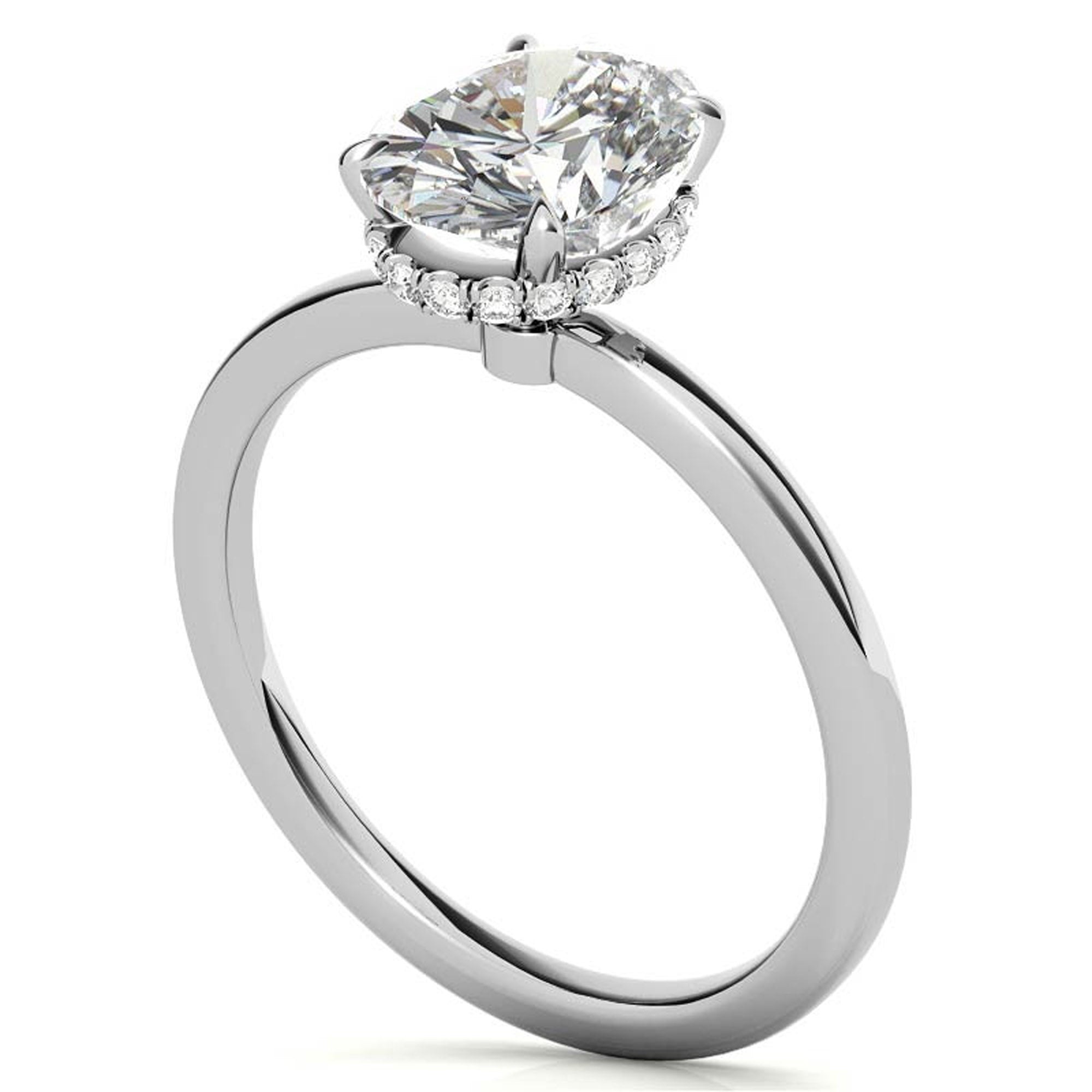 Sterling Silver Oval-Cut Solitaire White Gold Minimalist Engagement Ring for Women