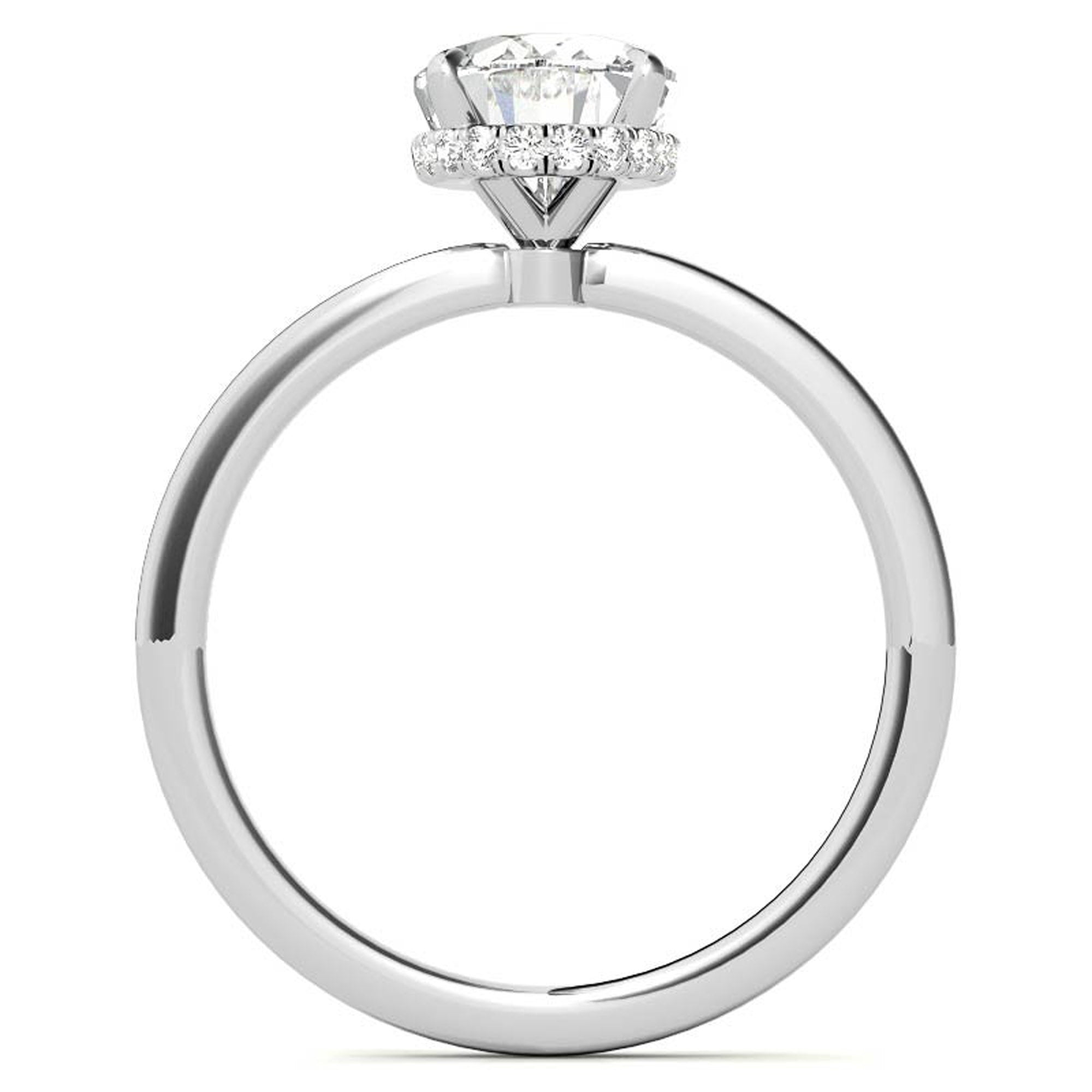 Sterling Silver Oval-Cut Solitaire White Gold Minimalist Engagement Ring for Women