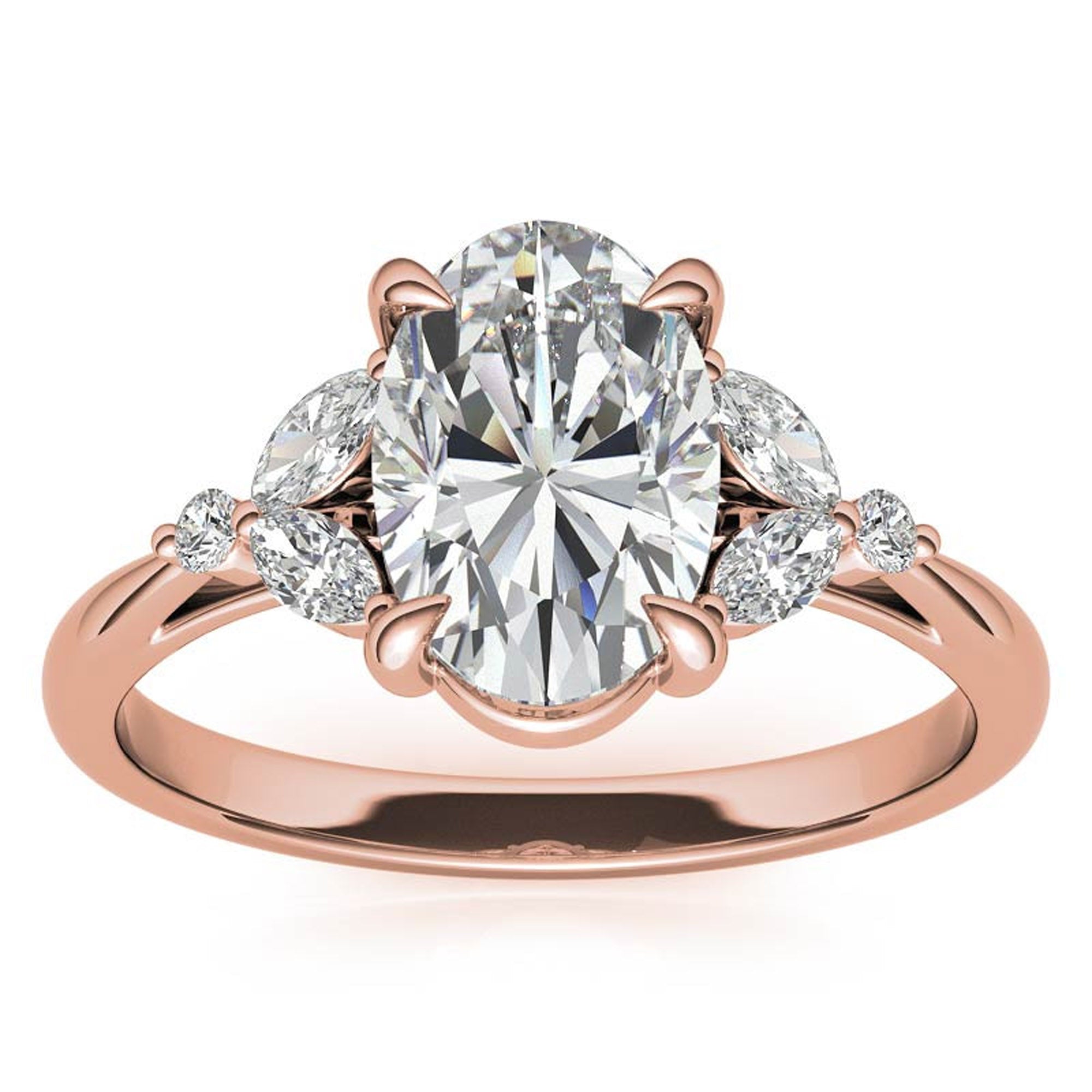Stunning Adjustable Sterling Silver Prong Ring with Rose Gold Plating