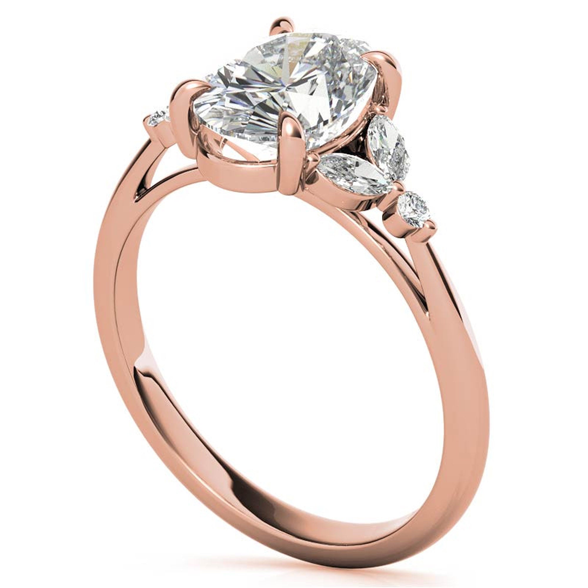Stunning Adjustable Sterling Silver Prong Ring with Rose Gold Plating