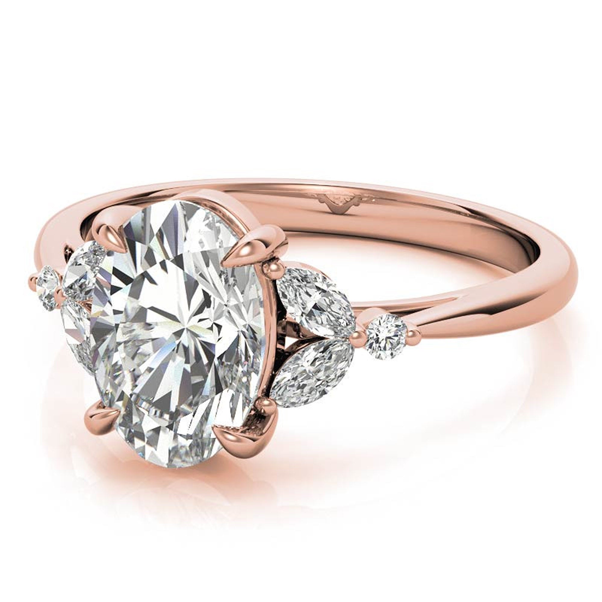 Stunning Adjustable Sterling Silver Prong Ring with Rose Gold Plating