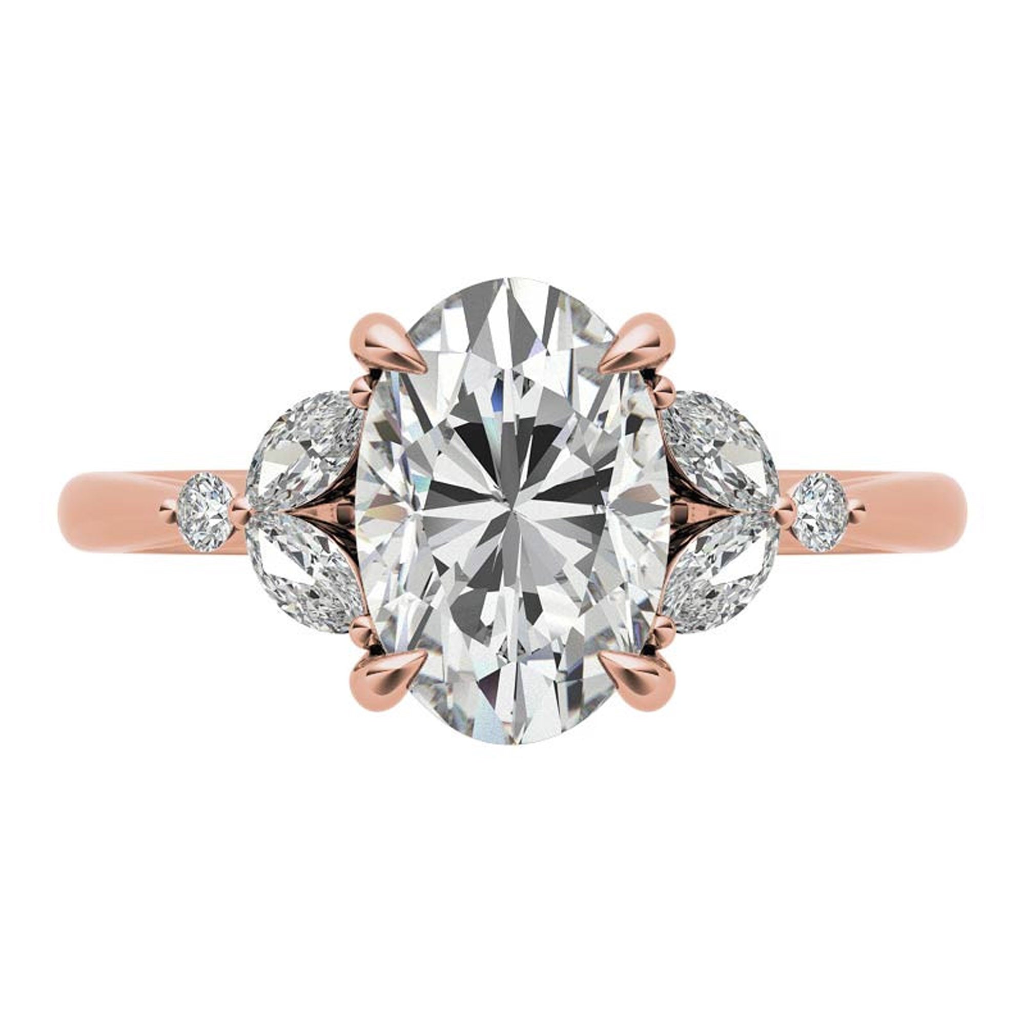 Stunning Adjustable Sterling Silver Prong Ring with Rose Gold Plating