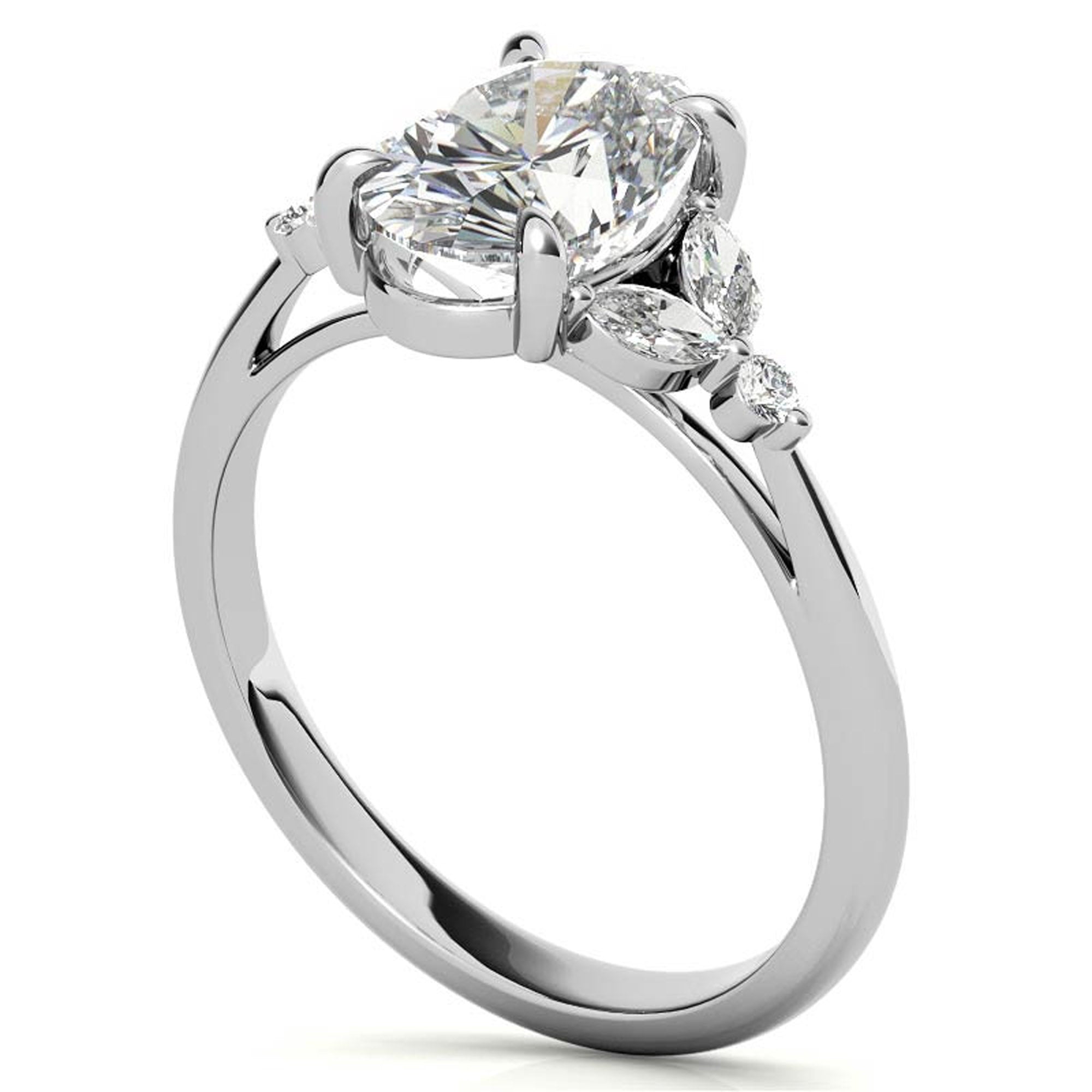 Stunning Adjustable Oval-Cut Ring in Sterling Silver with White Gold Plating