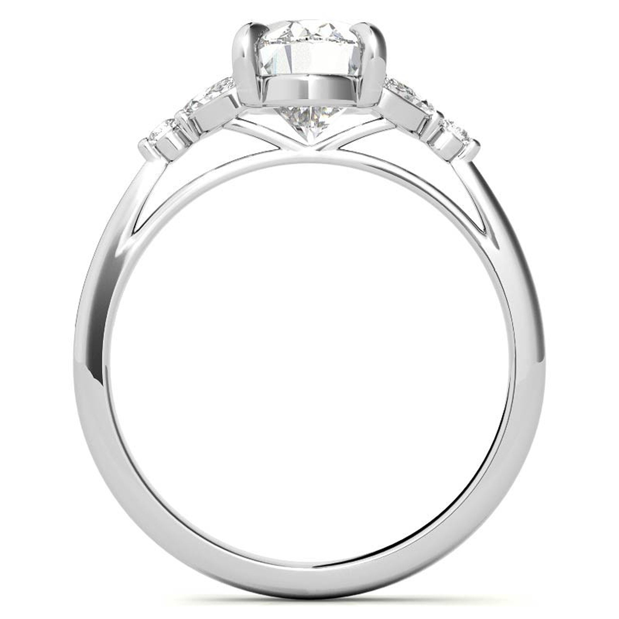 Stunning Adjustable Oval-Cut Ring in Sterling Silver with White Gold Plating