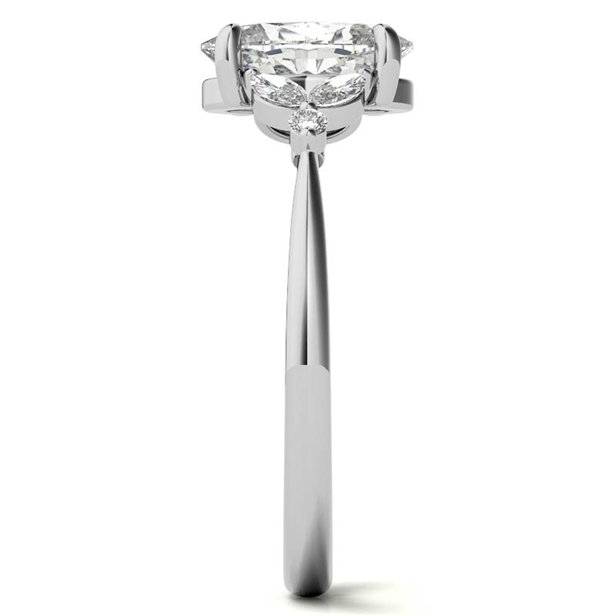Stunning Adjustable Oval-Cut Ring in Sterling Silver with White Gold Plating