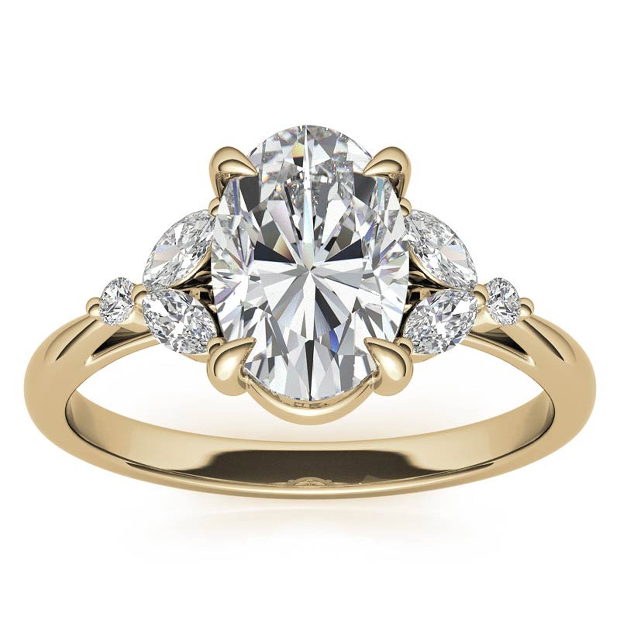Stunning Adjustable Oval-Cut Ring in Yellow Gold Plating | Elegant Sterling Silver & American Diamond