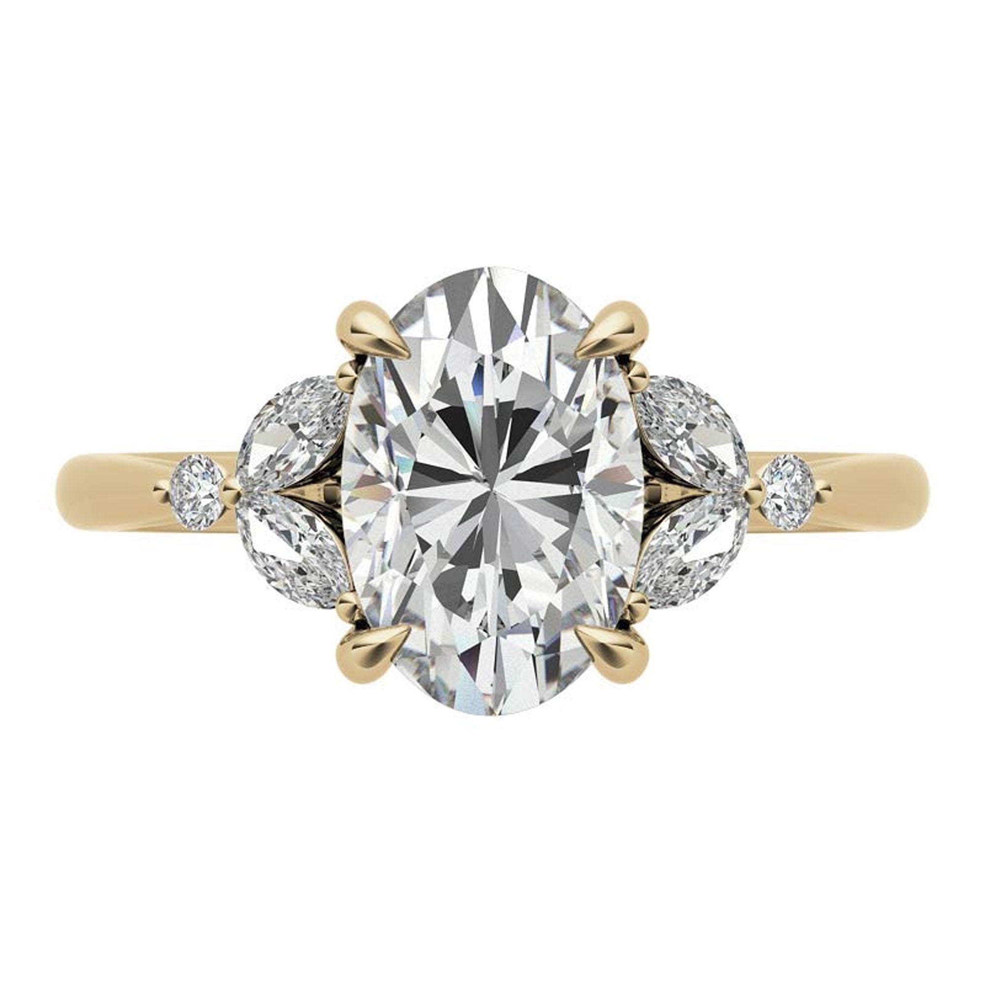 Stunning Adjustable Oval-Cut Ring in Yellow Gold Plating | Elegant Sterling Silver & American Diamond