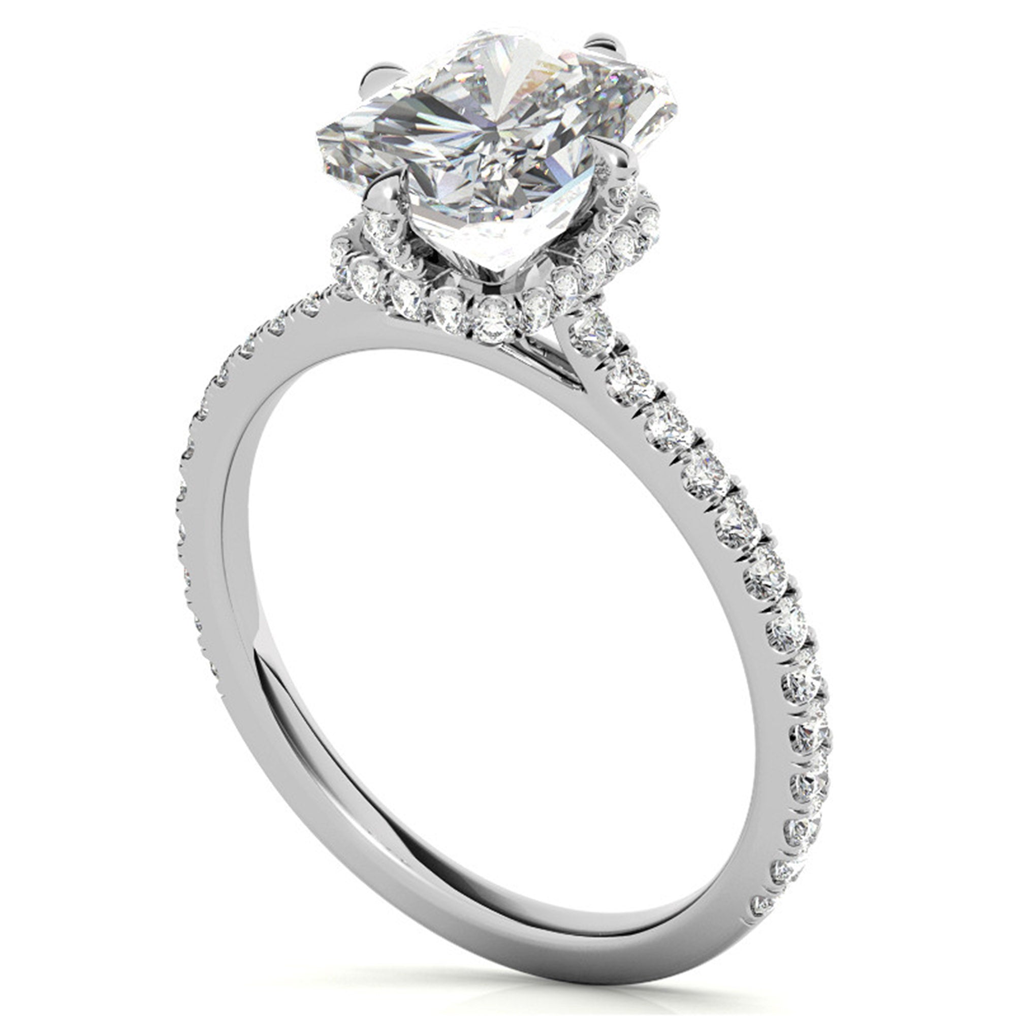 Sterling Silver Radiant-Cut Center Stone Adjustable  Engagement  White Gold Ring Perfect for  Special Occasions