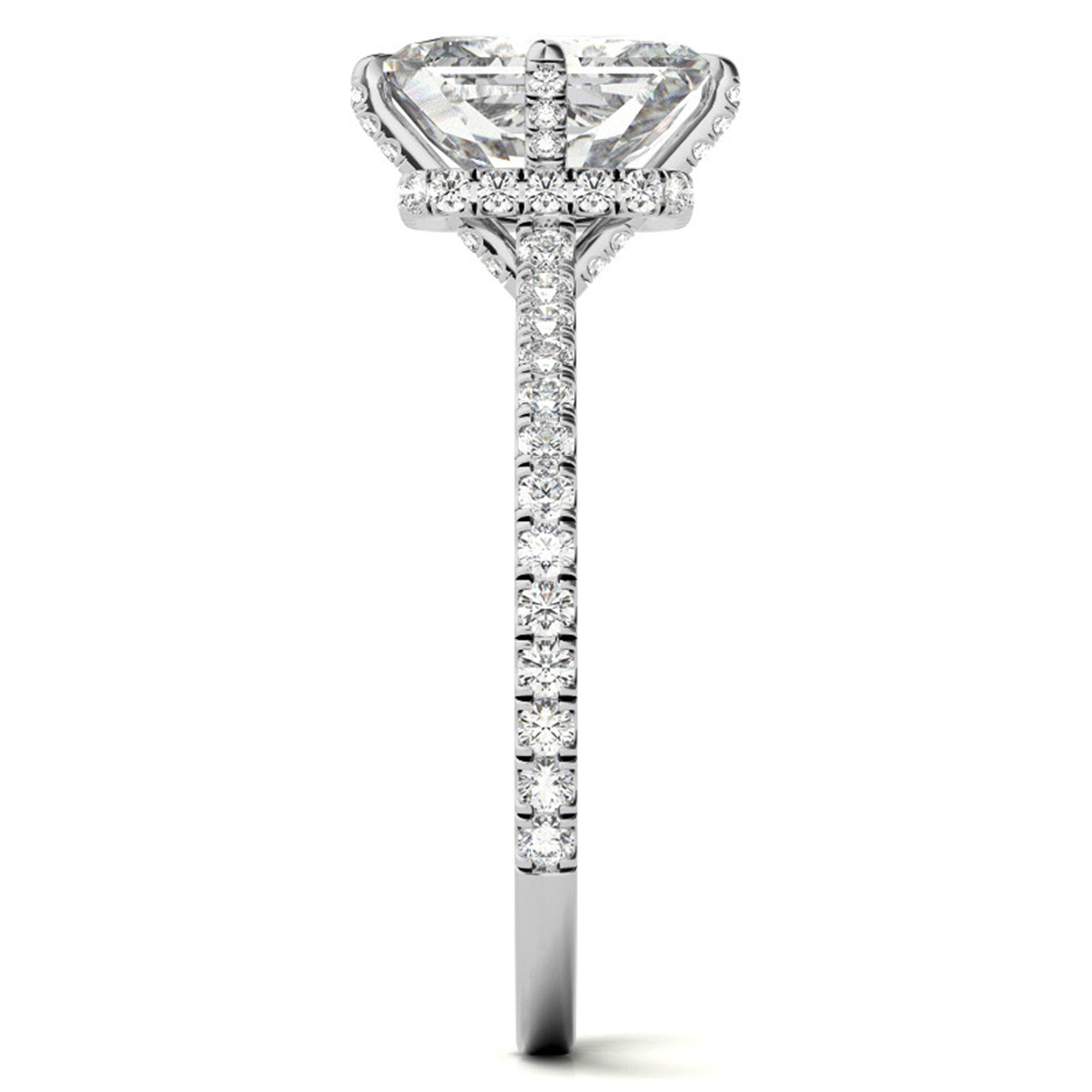 Sterling Silver Radiant-Cut Center Stone Adjustable  Engagement  White Gold Ring Perfect for  Special Occasions