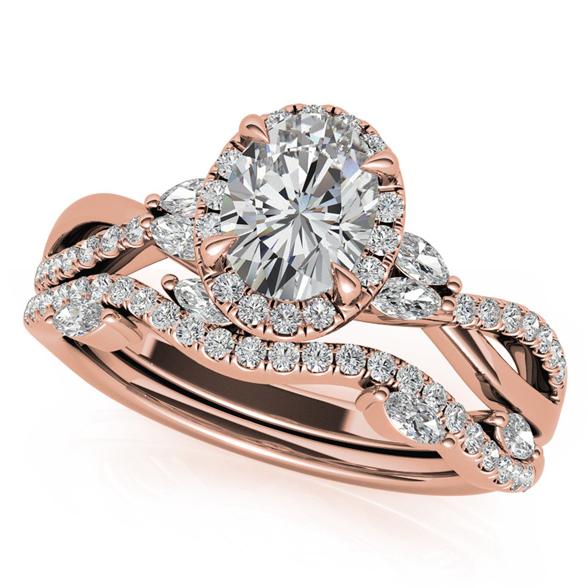 Silver Twist Halo Stack Ring