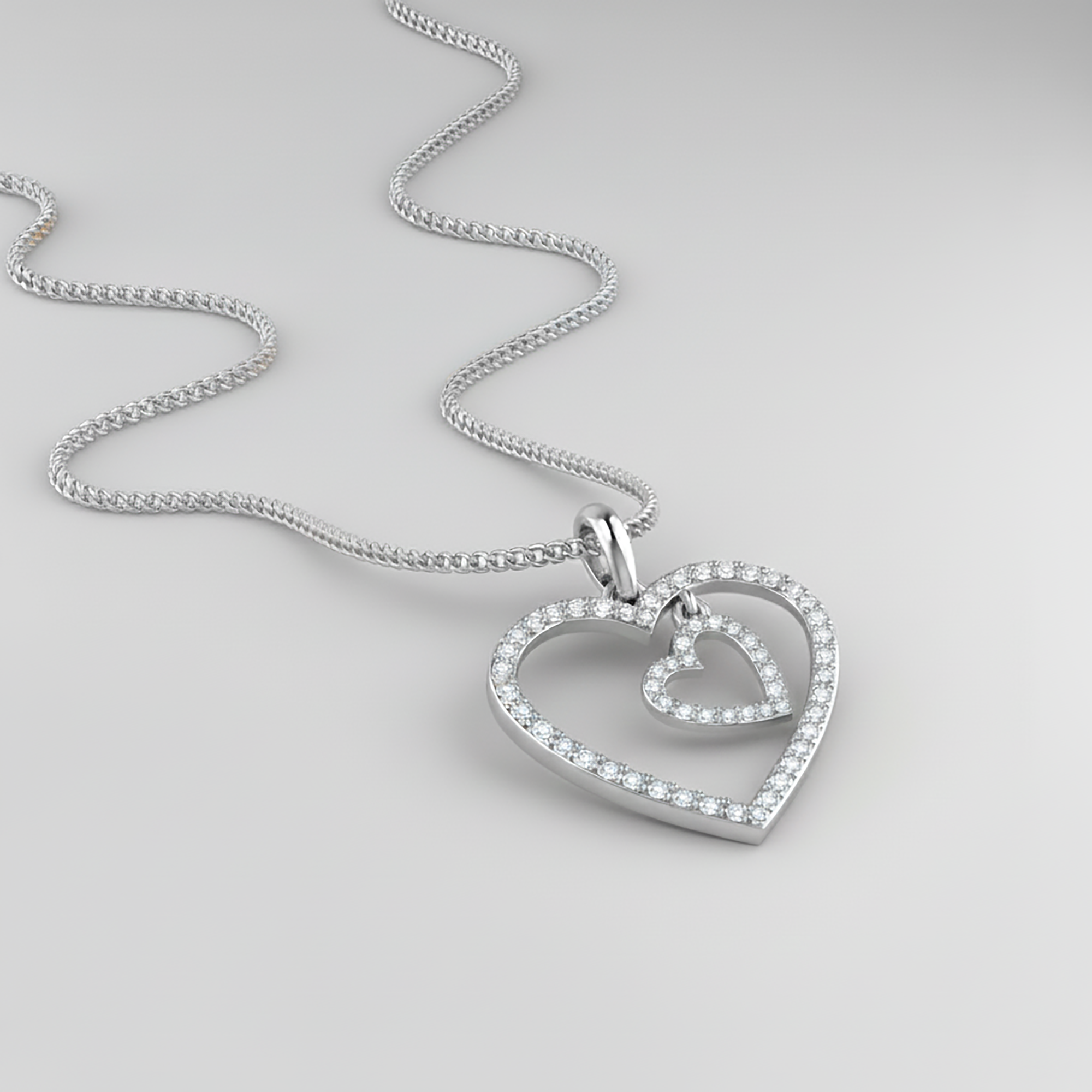 Diamond Accent Double Heart Pendant