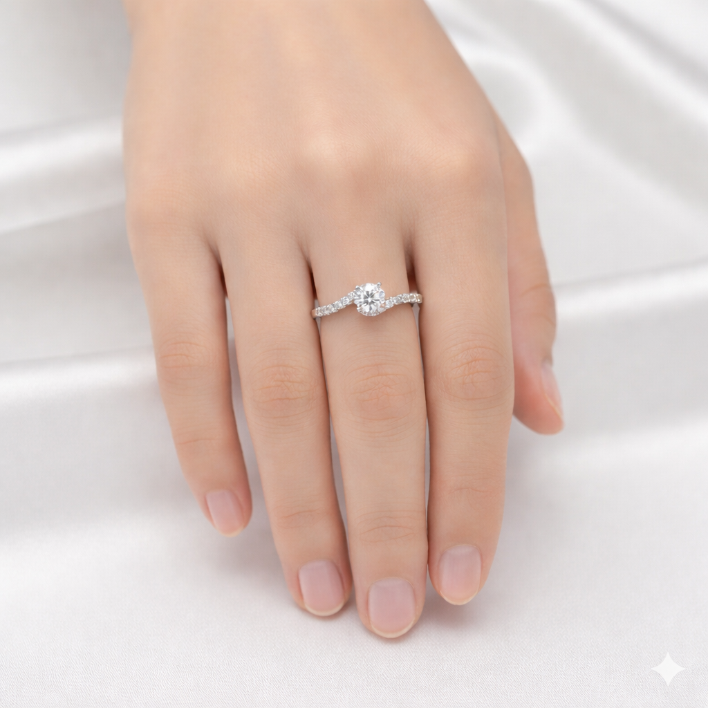 Bypass Solitaire Diamond Ring