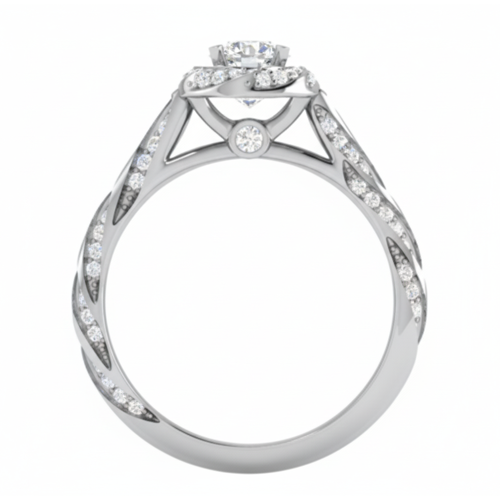 Halo Diamond Ring in Sterling Silver