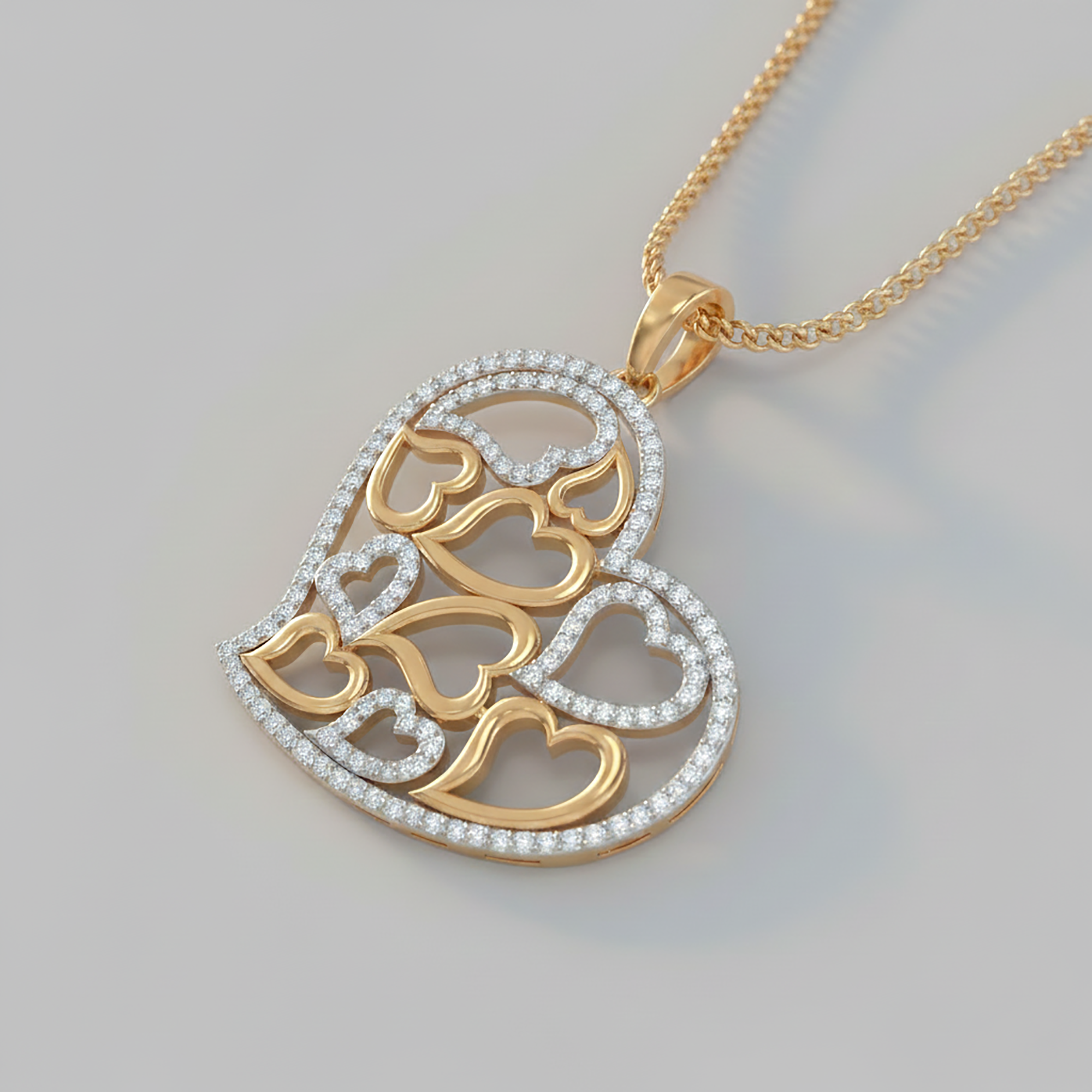 Gold Plated Multi Heart Pendant