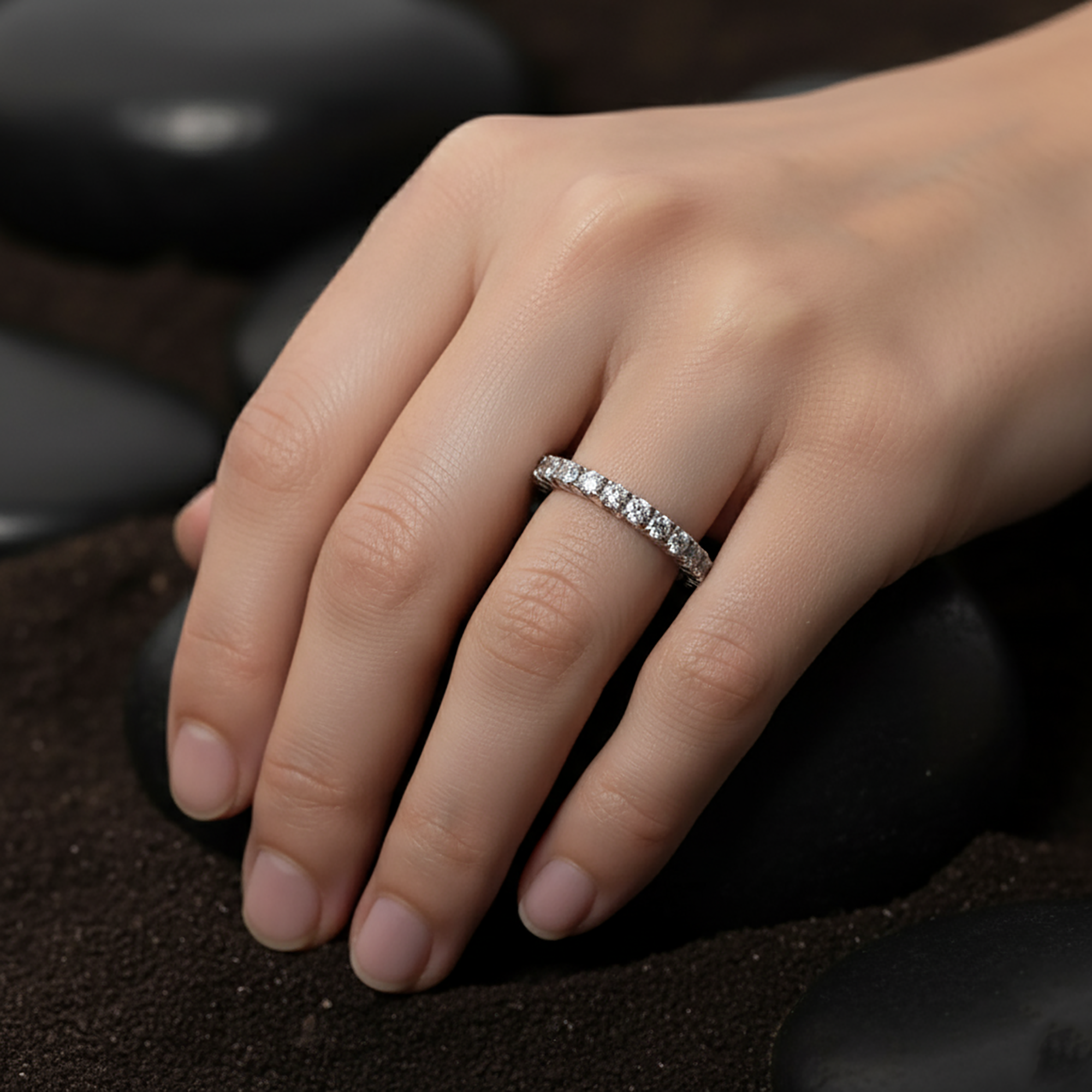 Princess and Round Stone Ring Set