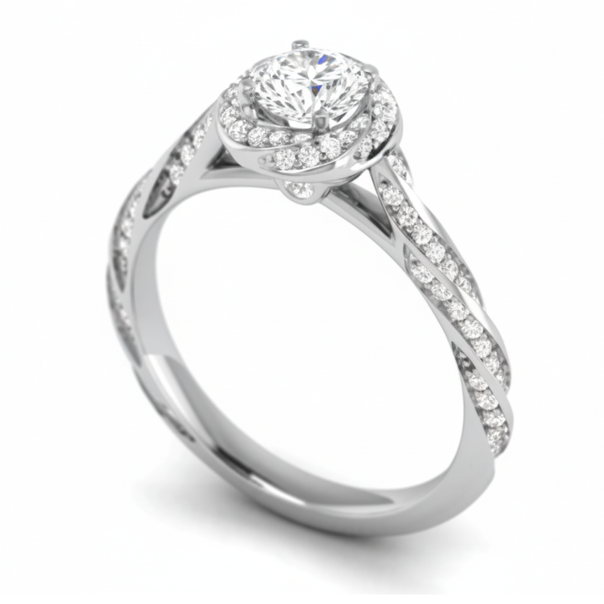 Halo Diamond Ring in Sterling Silver