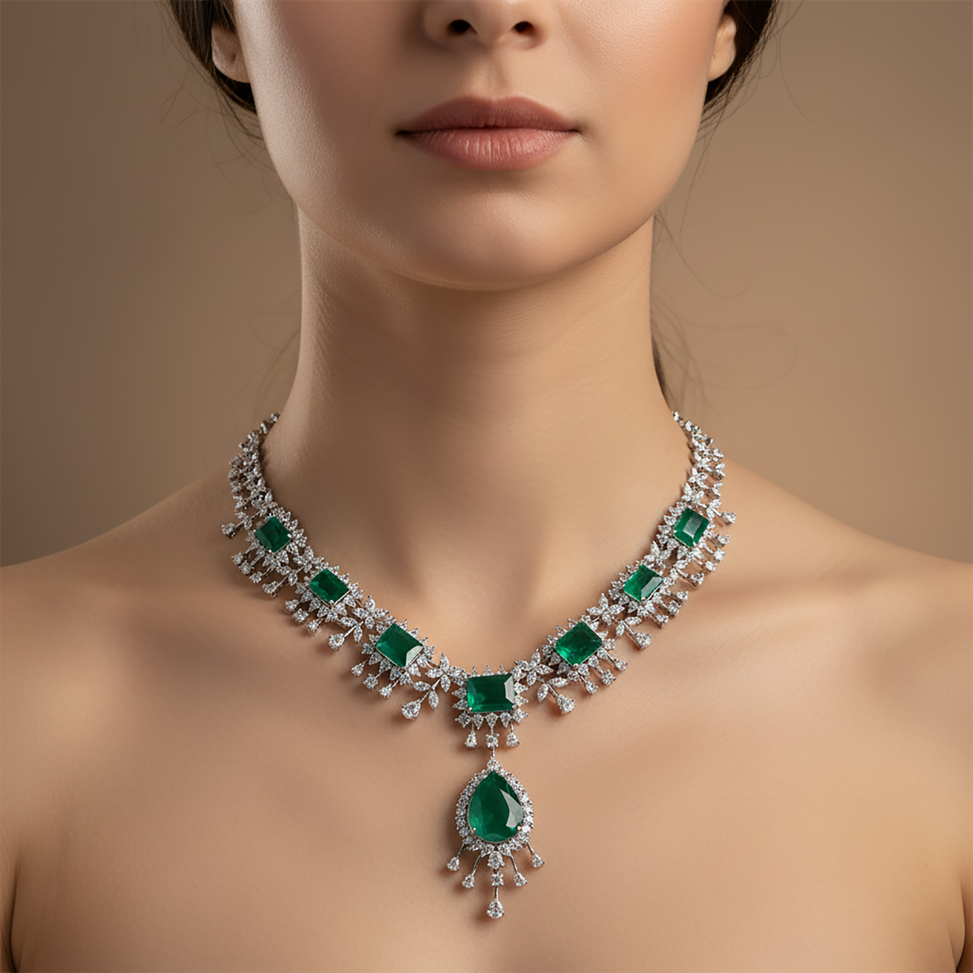 Elegant Emerald Necklace with Diamonds