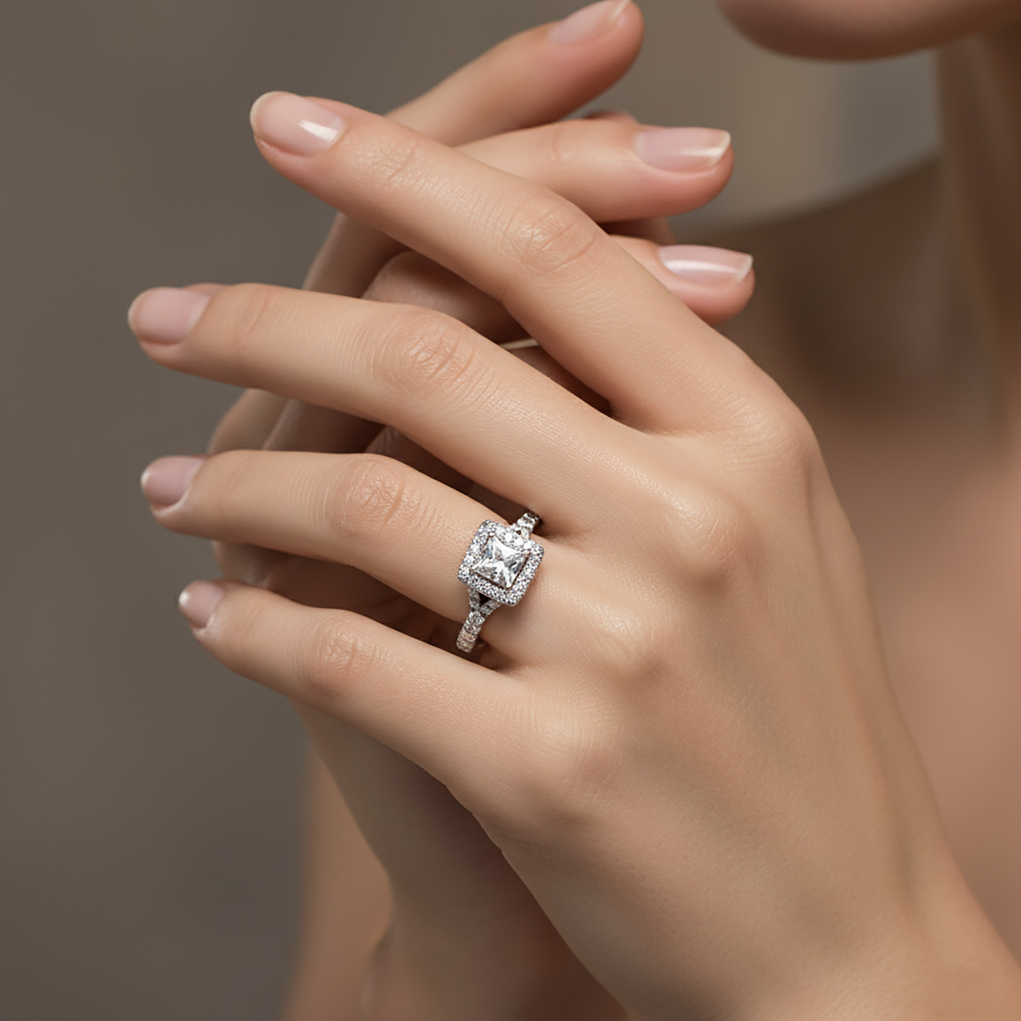 American Diamond Adjustable Halo Ring
