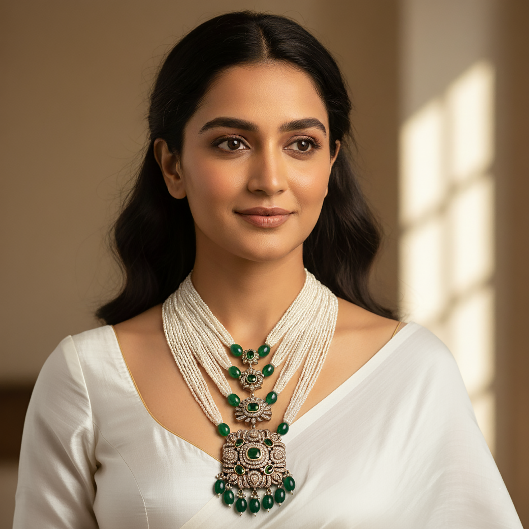 Vintage Inspired Antique Emerald Necklace