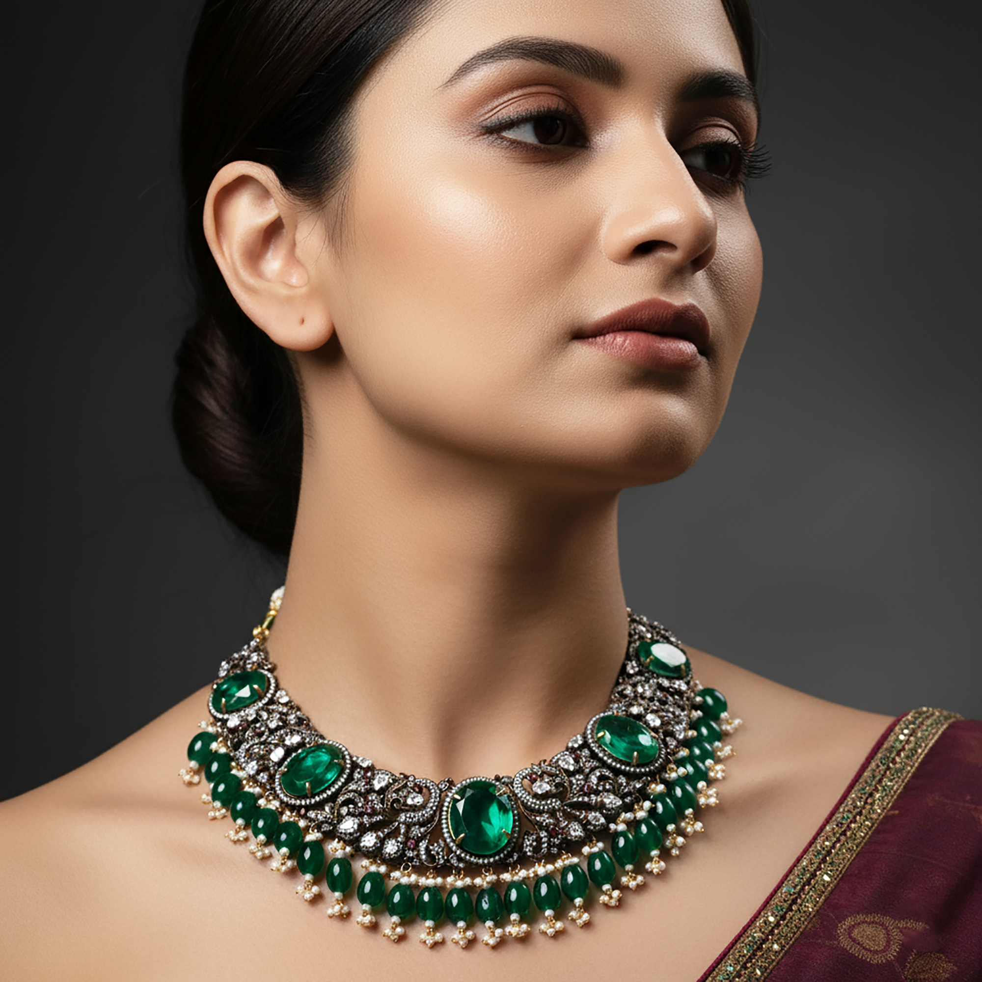 Antique Plated Vintage Kundan Necklace