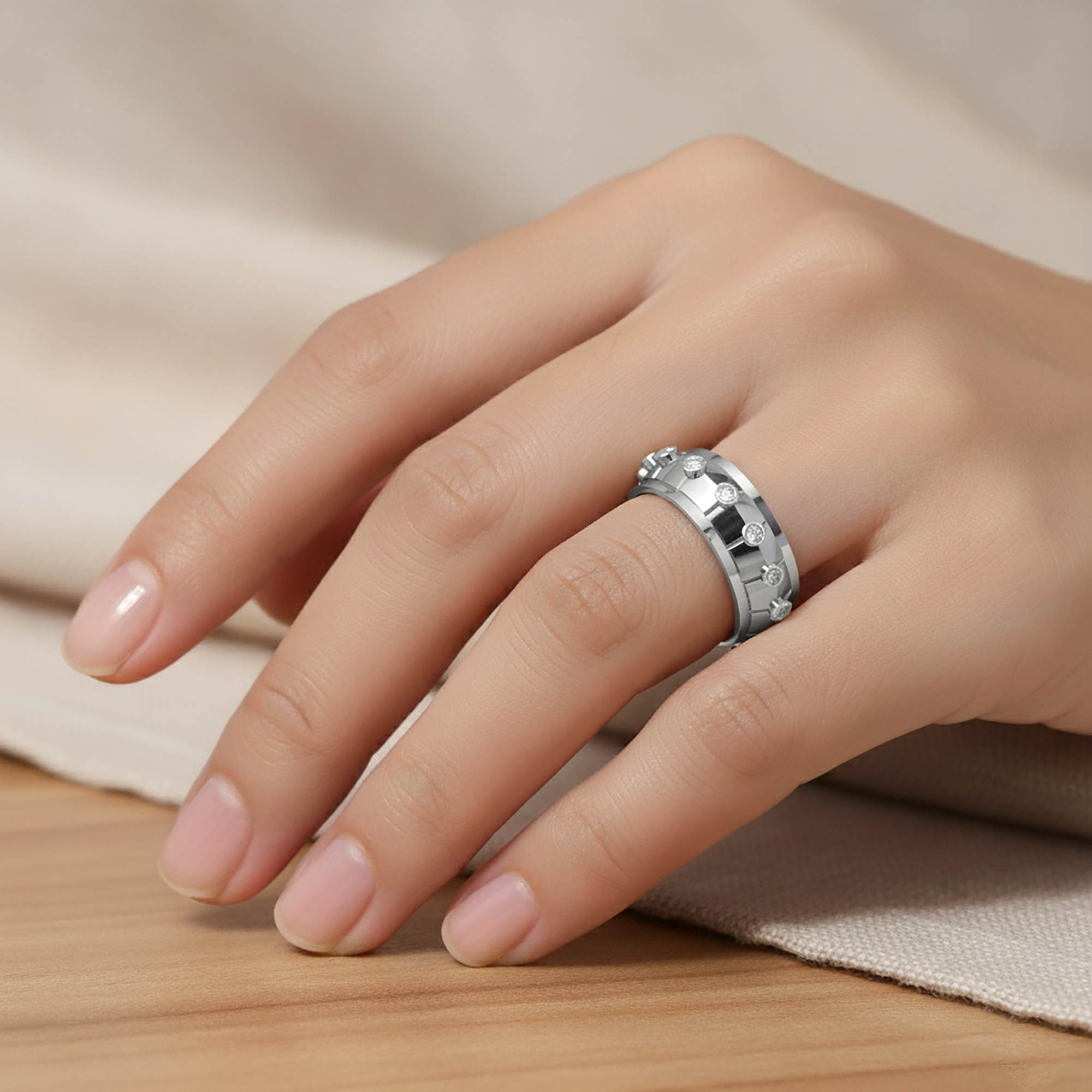 Matching White Gold Band for Couples