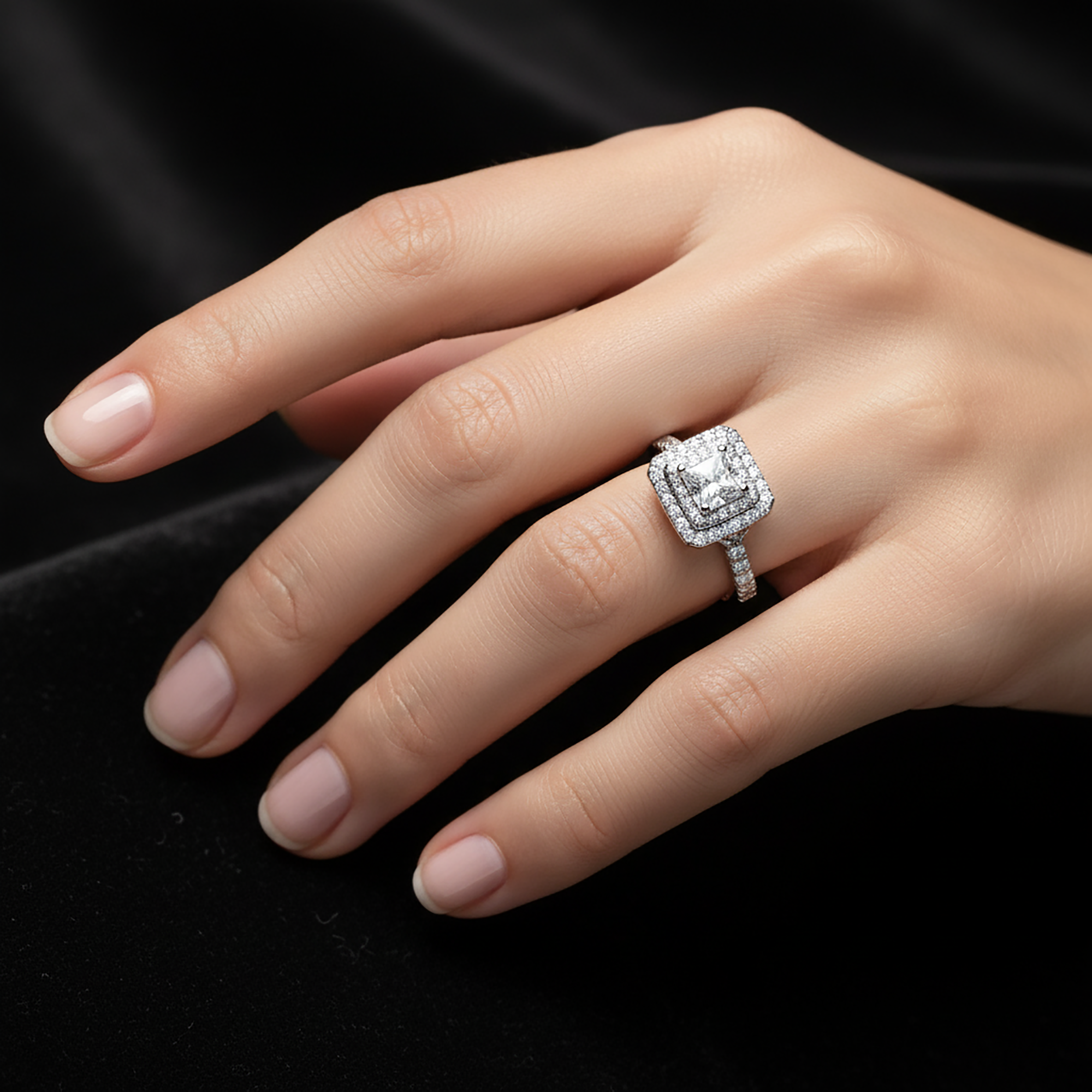 Princess Cut Halo Diamond Ring