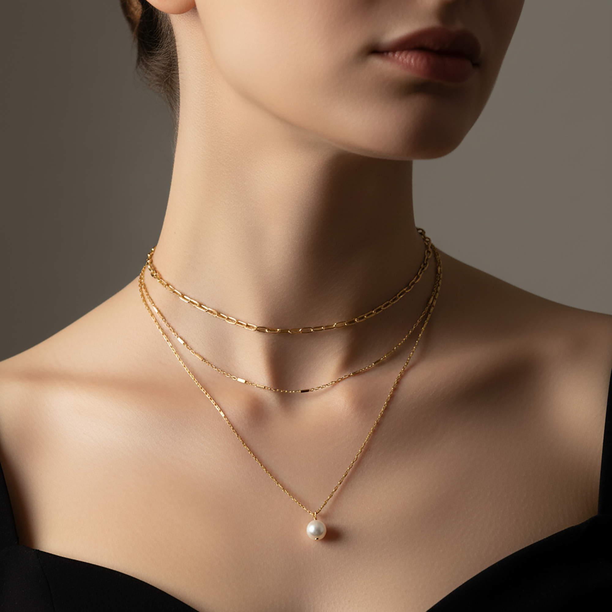 Three Layered Gold Chain Necklace