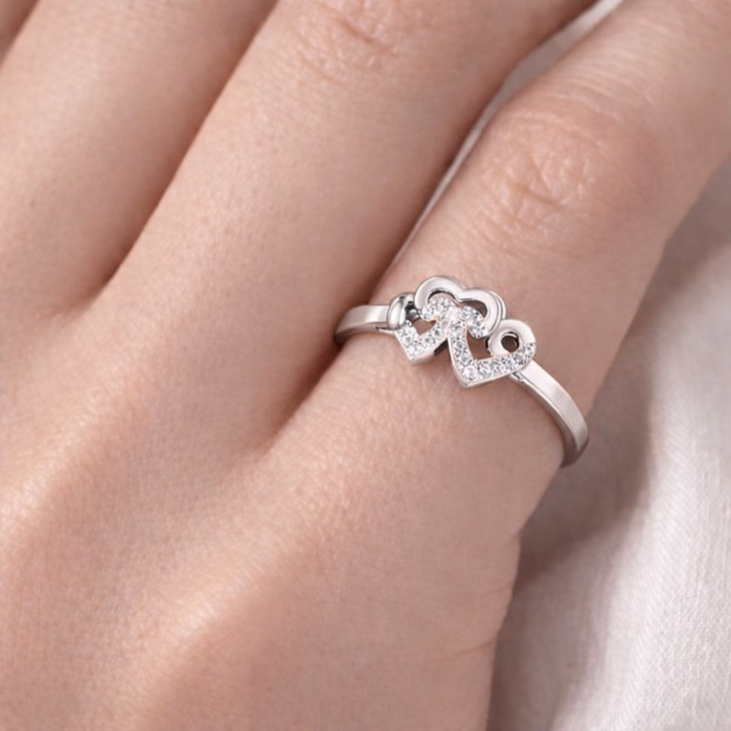 Sterling Silver Triple Heart Ring