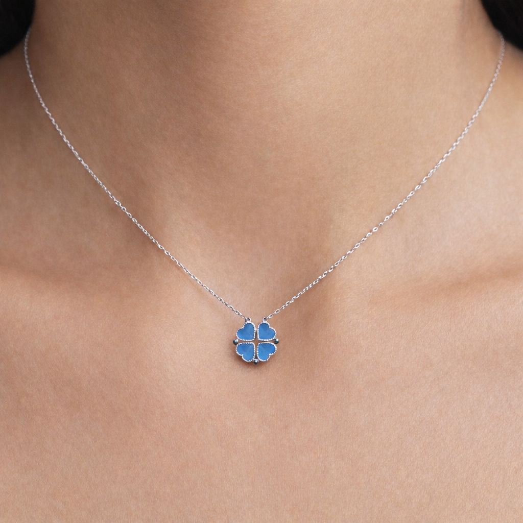 Magnetic Blue Enamel Heart Pendant