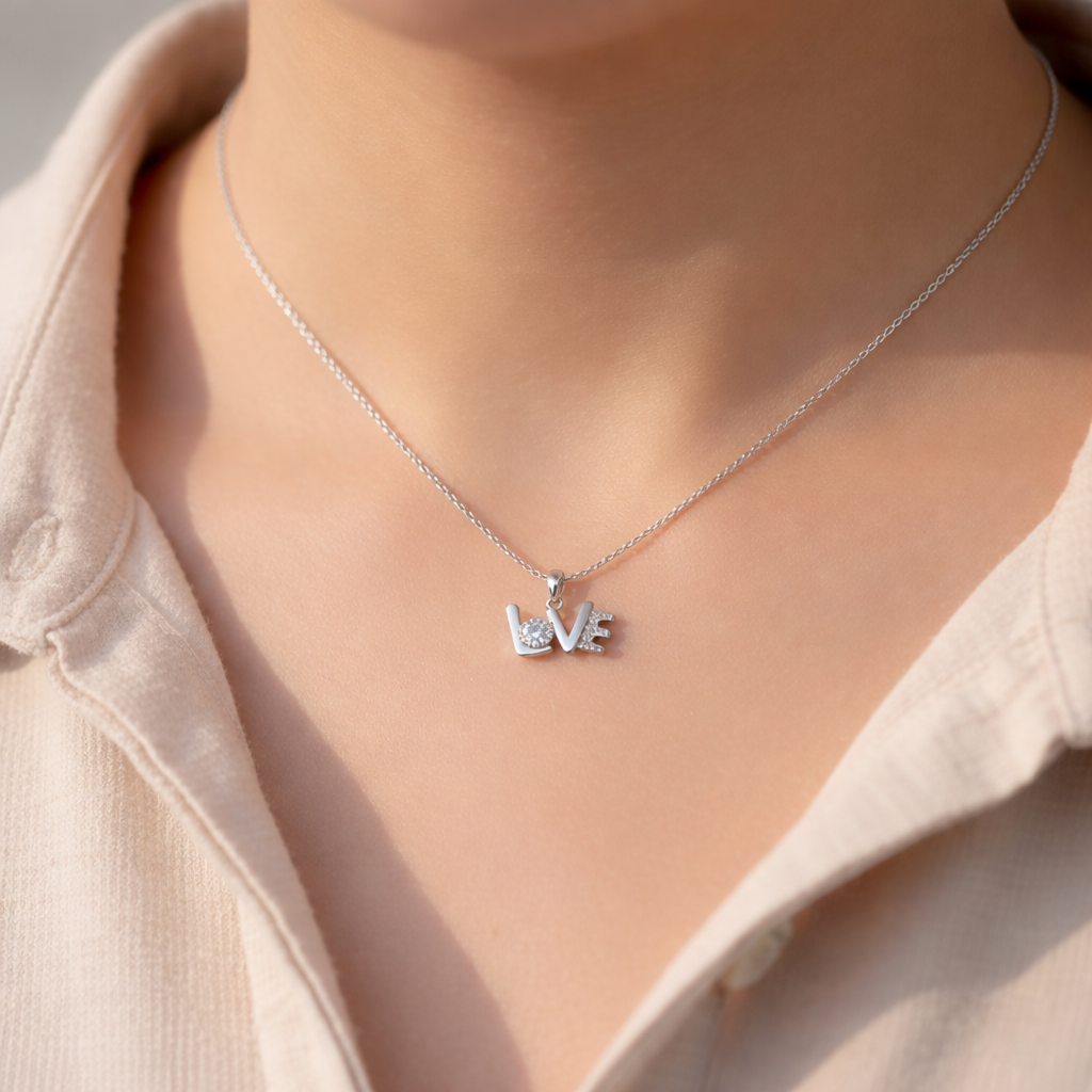 Sterling Silver Love Script Pendant