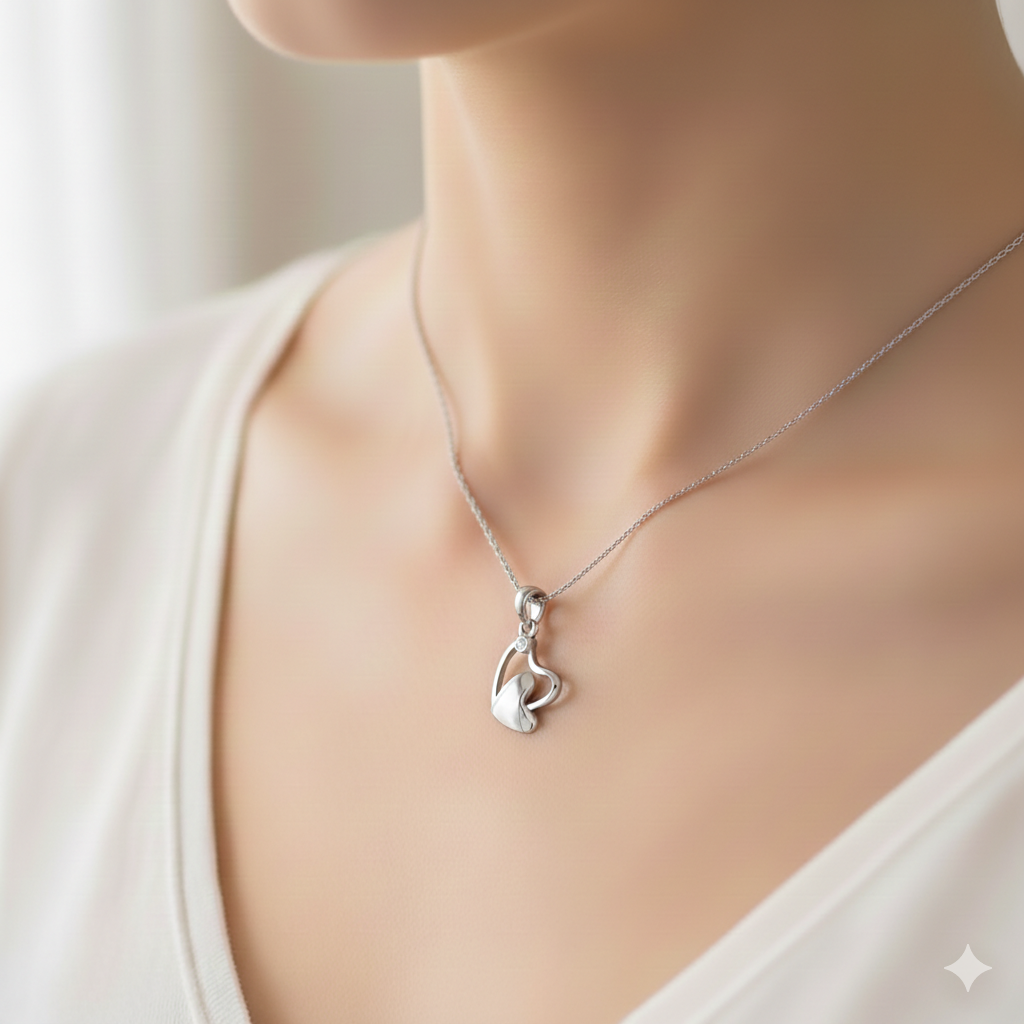 Sterling Silver Stylish Heart Pendant