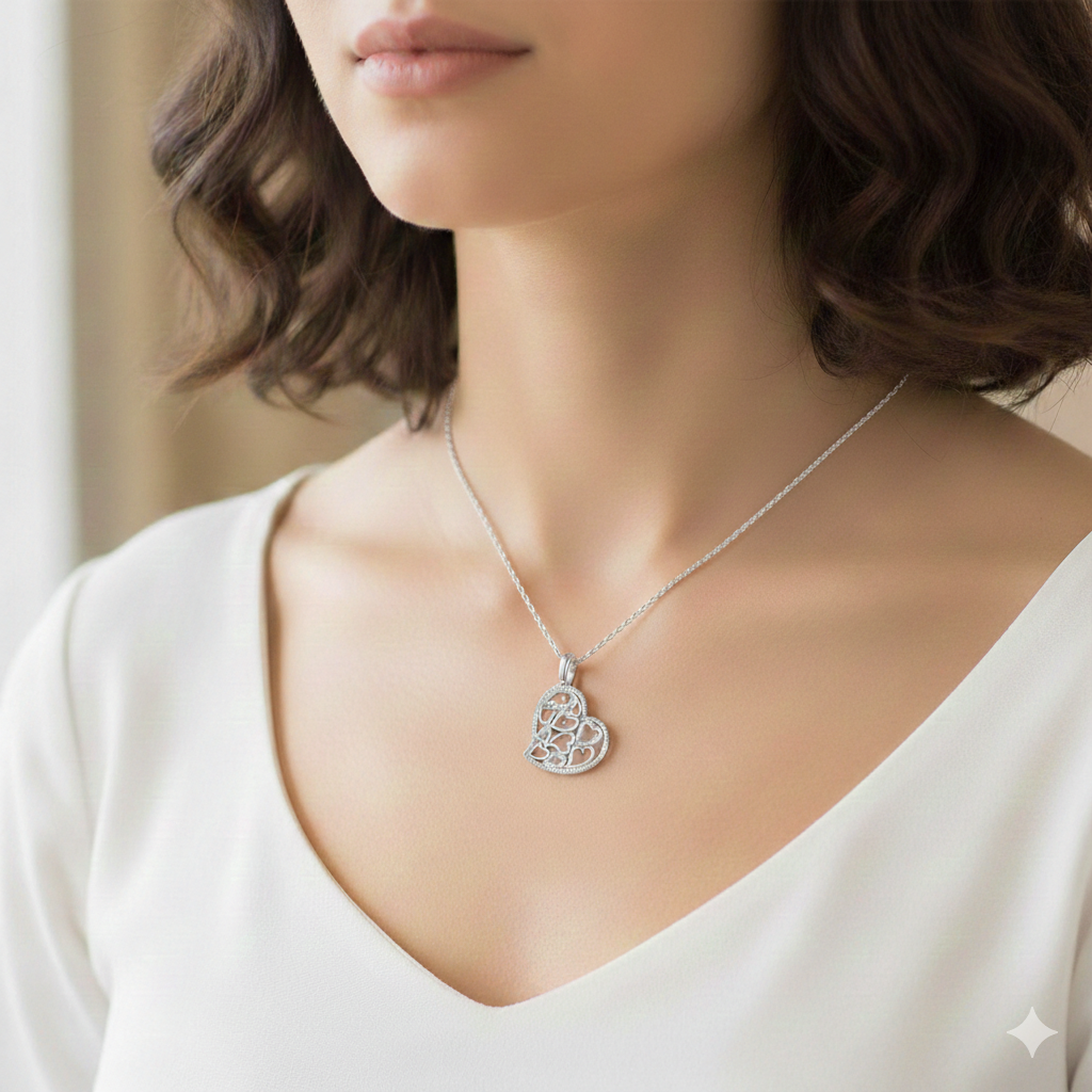 White Gold Multi Heart Pendant