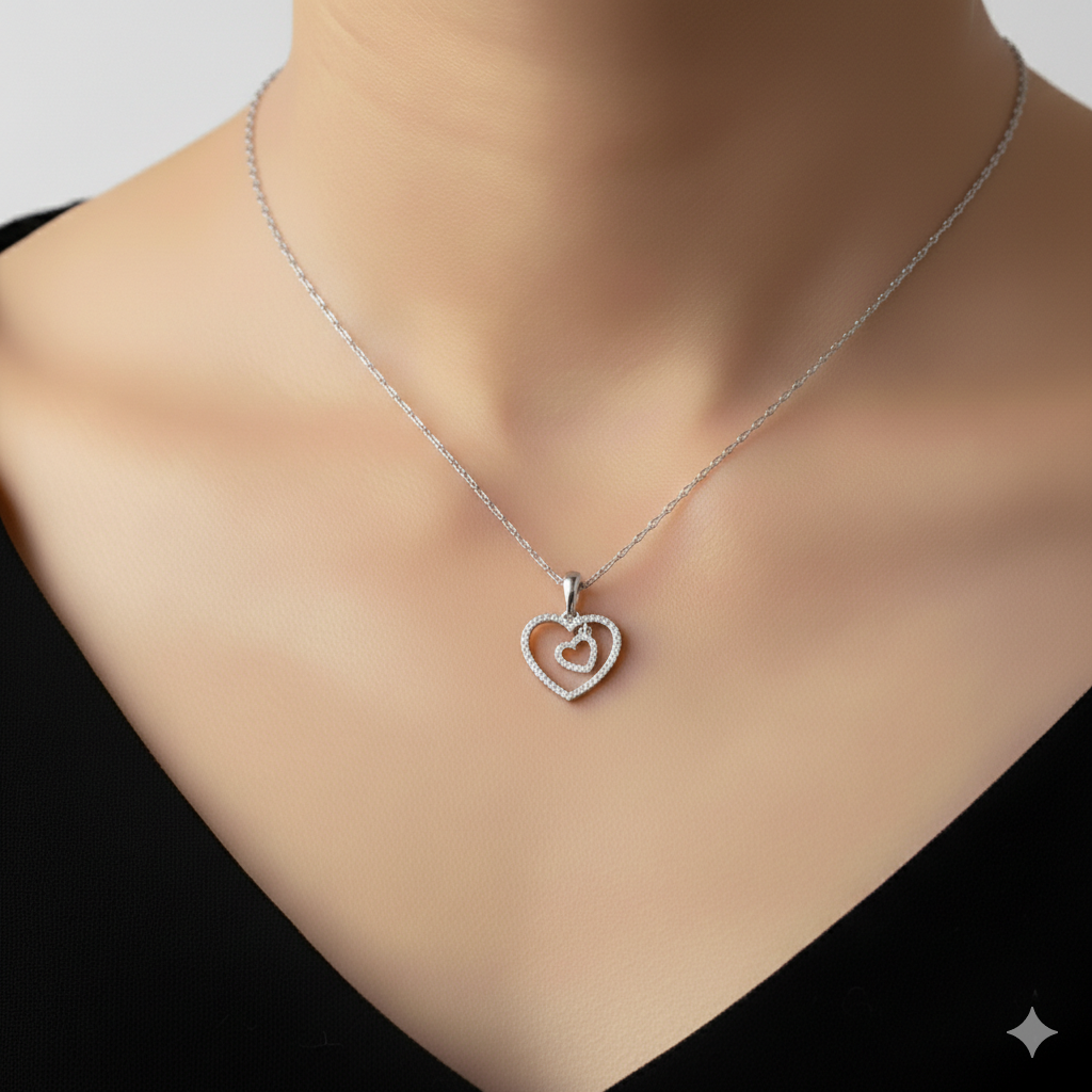 Diamond Accent Double Heart Pendant